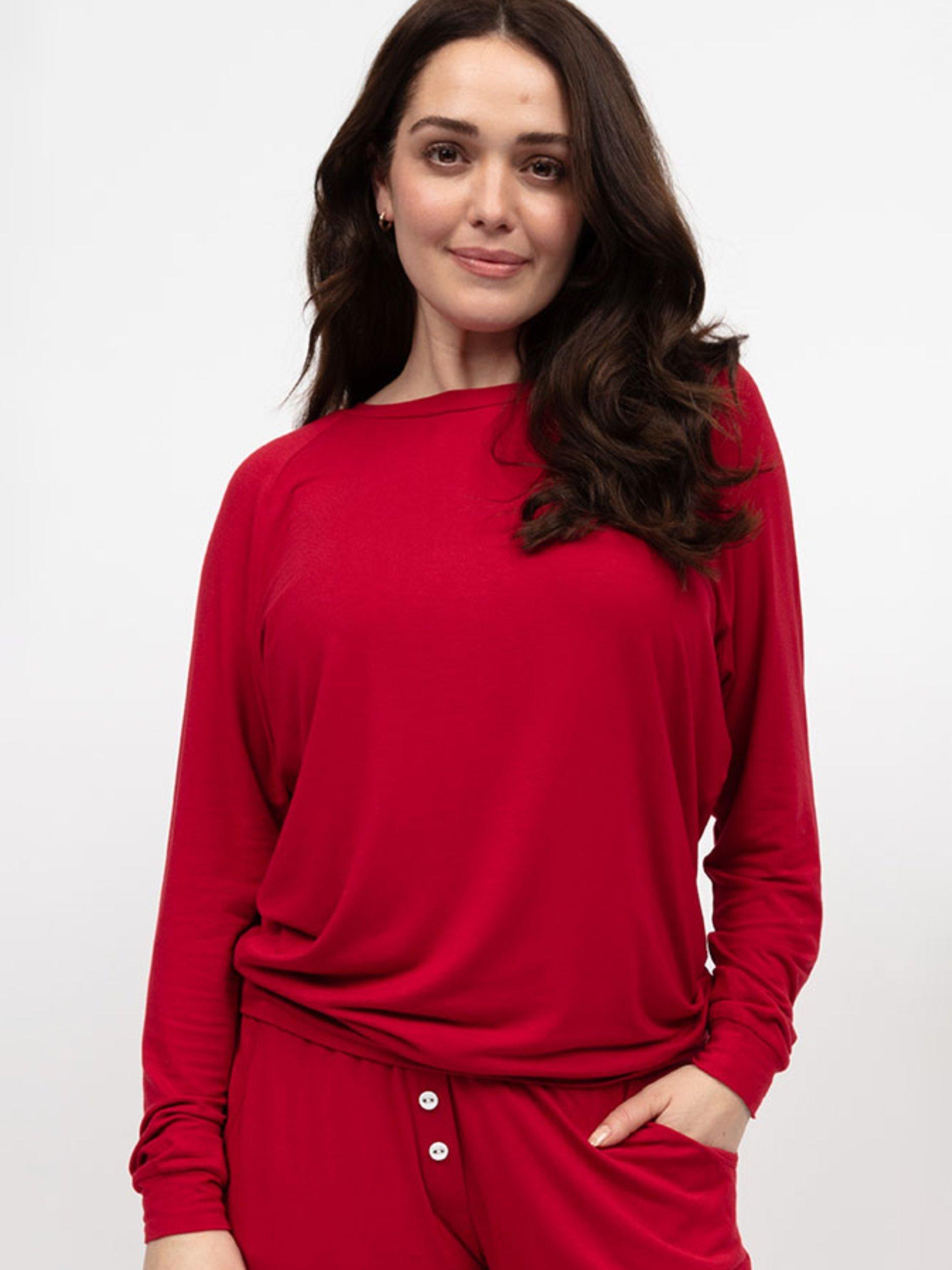 Product image 1 of 4, which shows Cyberjammies Slouch Jersey Pyjama Top, Red, 6