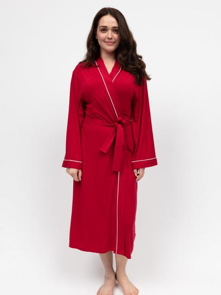 Cyberjammies Contrast Trim Jersey Dressing Gown, Red, Red