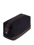 Hackett London Cotton & Leather Washbag, Navy/Brown