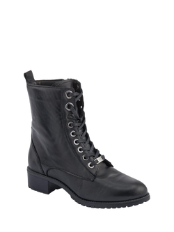 Jones Bootmaker Maura Leather Lace Up Ankle Boots, Black - view 2, Black