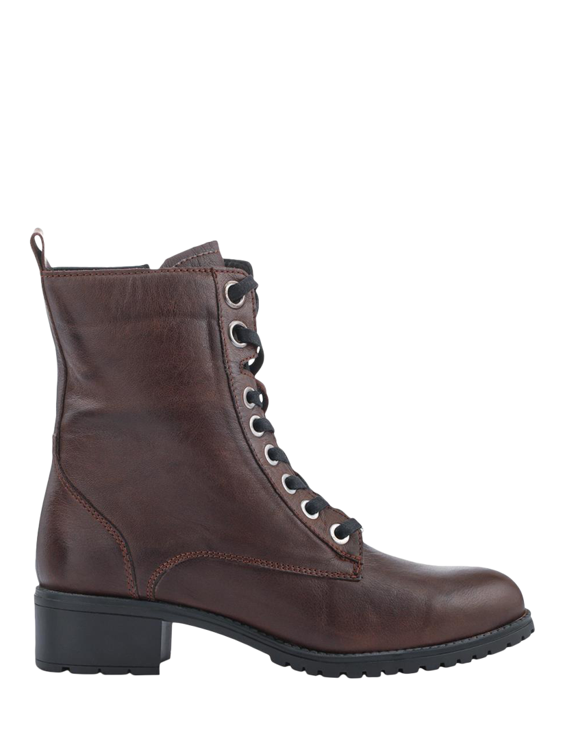 Product image 1 of 5, which shows Jones Bootmaker Maura Leather Lace Up Ankle Boots, Chocolate, 3