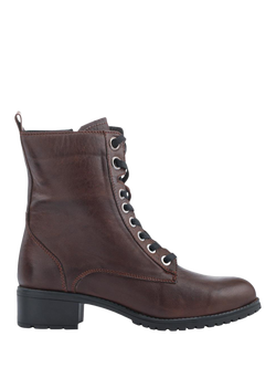 Jones Bootmaker Maura Leather Lace Up Ankle Boots, Black, Chocolate