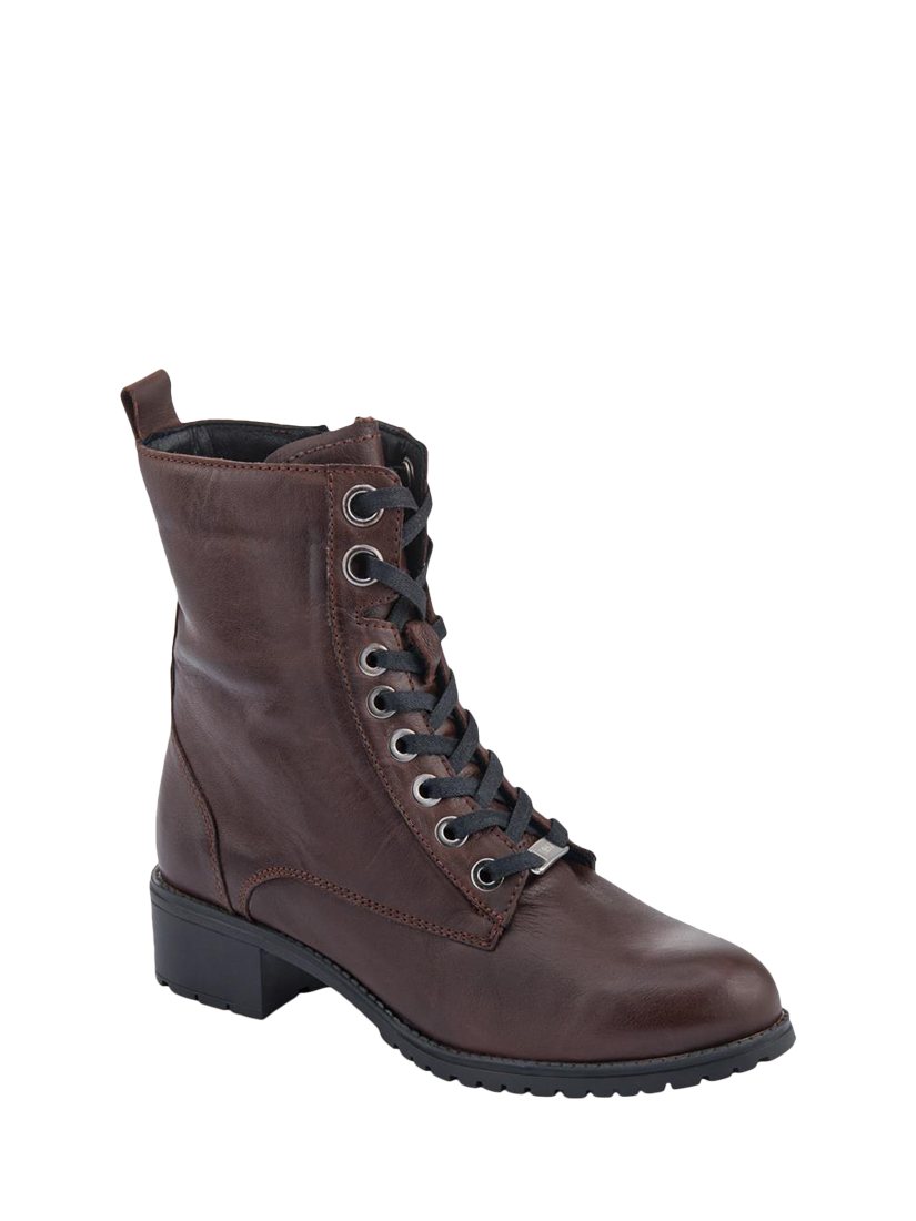 Product image 2 of 5, which shows Jones Bootmaker Maura Leather Lace Up Ankle Boots, Chocolate, 3
