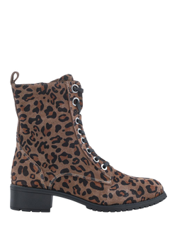 Jones Bootmaker Maura Leather Leopard Print Lace Up Ankle Boots, Leopard, Leopard