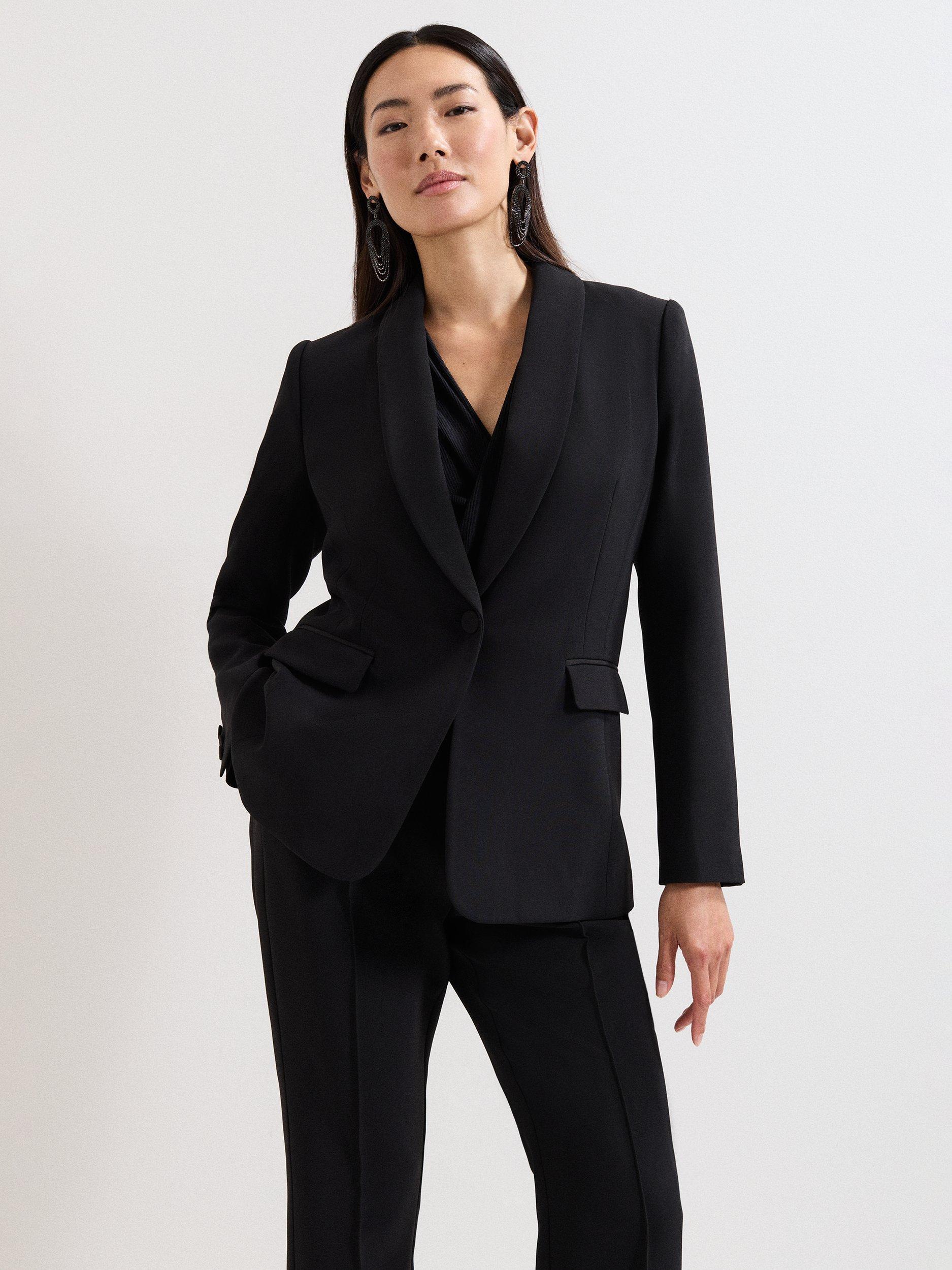 Product image 1 of 9, which shows Phase Eight Stasia Tuxedo Jacket, Black, 6
