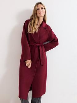 Phase Eight Darcy Wrap Long Coat, Dark Red