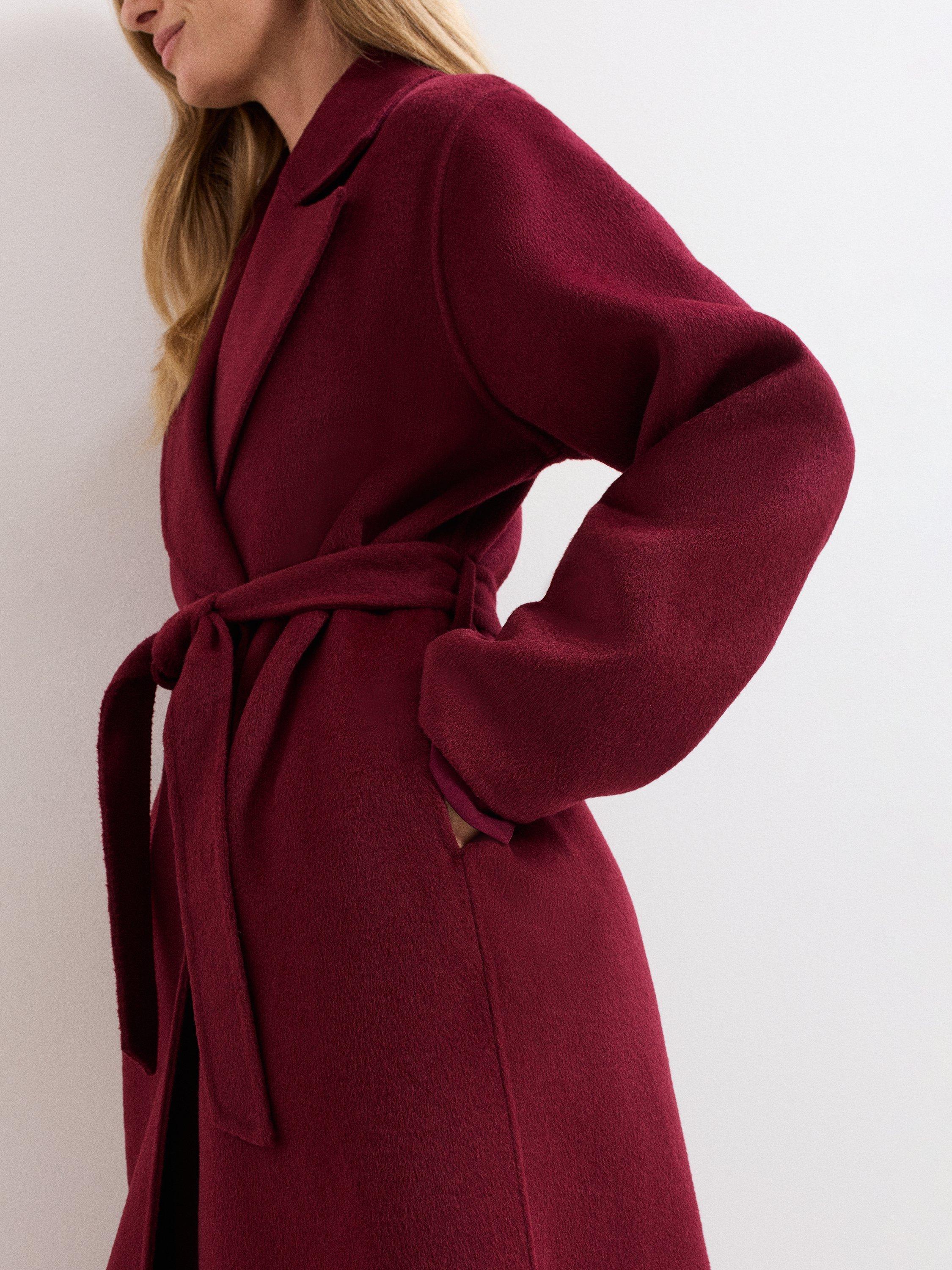 Product image 7 of 10, which shows Phase Eight Darcy Wrap Long Coat, Dark Red, L