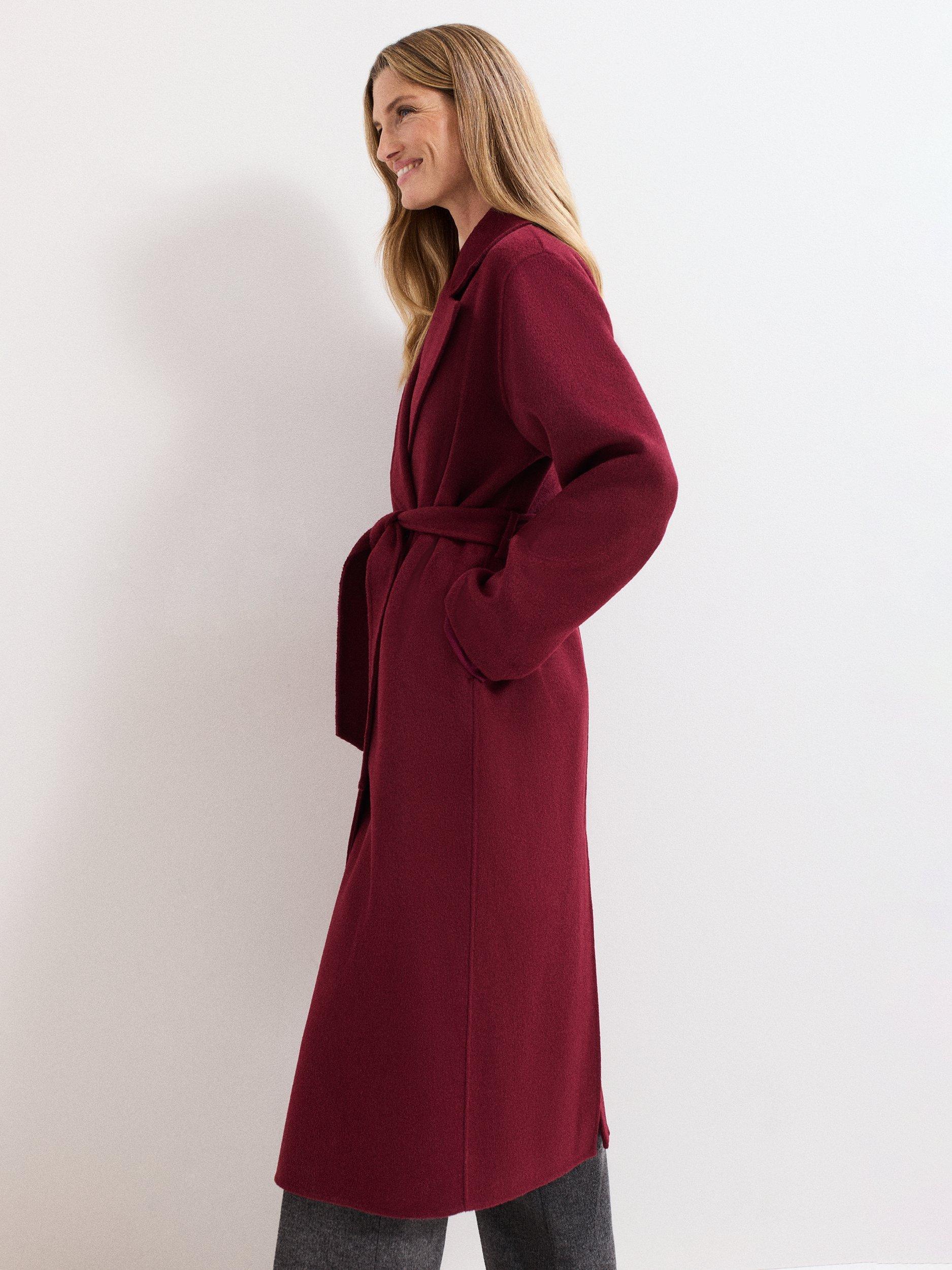 Product image 8 of 10, which shows Phase Eight Darcy Wrap Long Coat, Dark Red, L