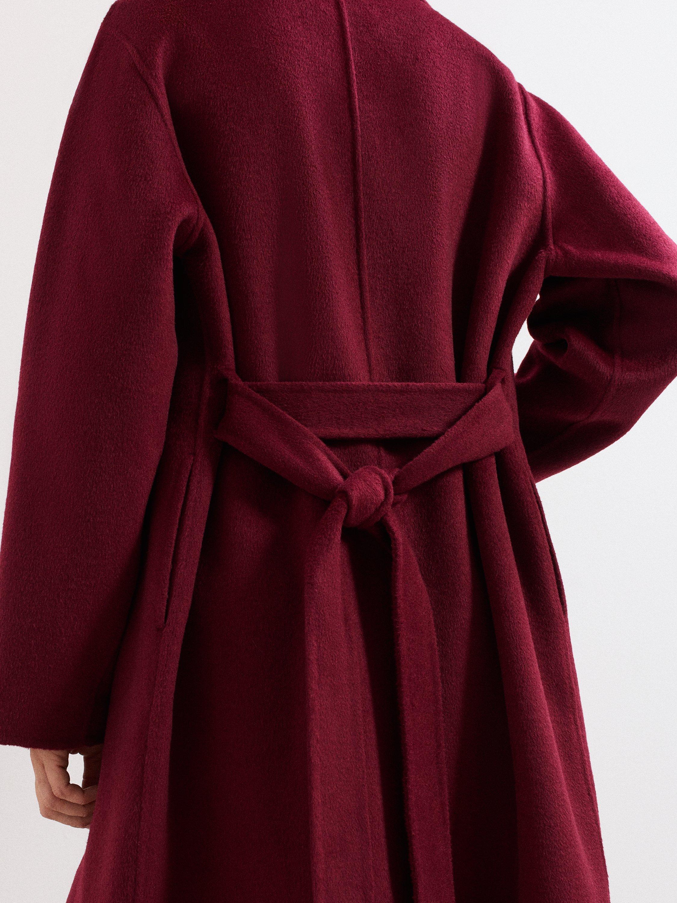 Product image 9 of 10, which shows Phase Eight Darcy Wrap Long Coat, Dark Red, L