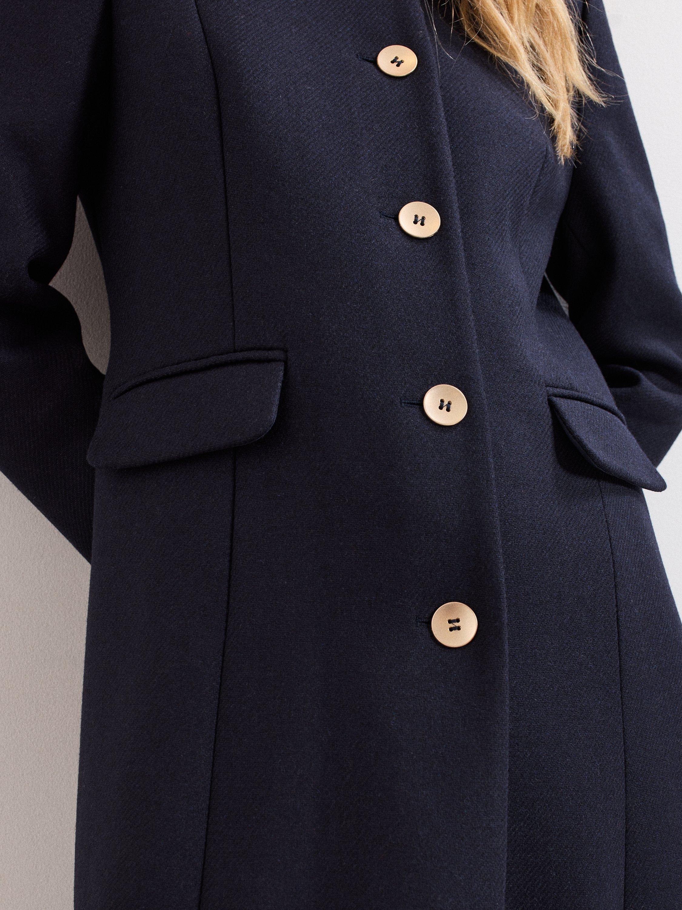 Product image 4 of 10, which shows Phase Eight Aurelie Wool Blend Coat, Navy, 8