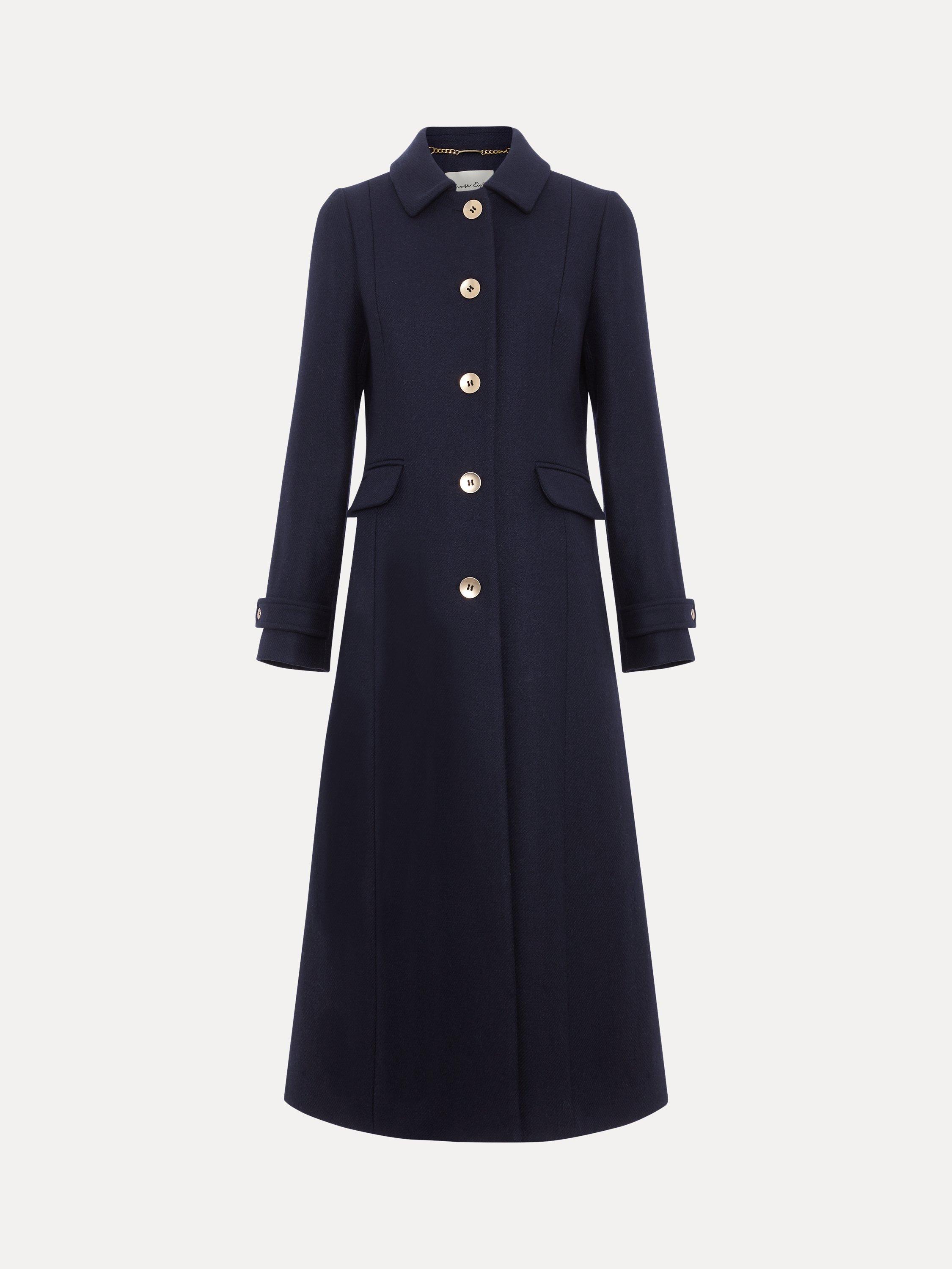 Product image 5 of 10, which shows Phase Eight Aurelie Wool Blend Coat, Navy, 8