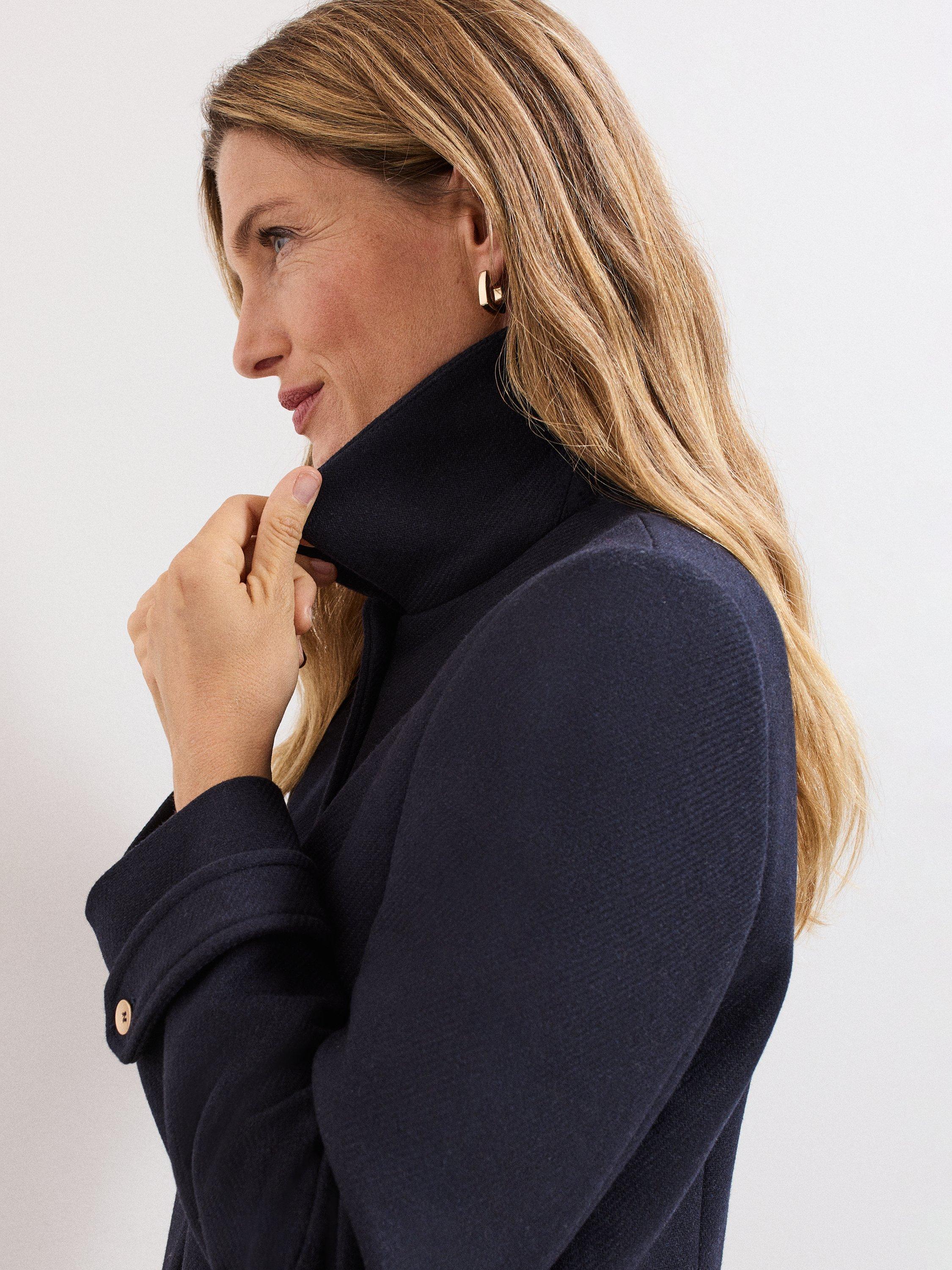 Product image 7 of 10, which shows Phase Eight Aurelie Wool Blend Coat, Navy, 8
