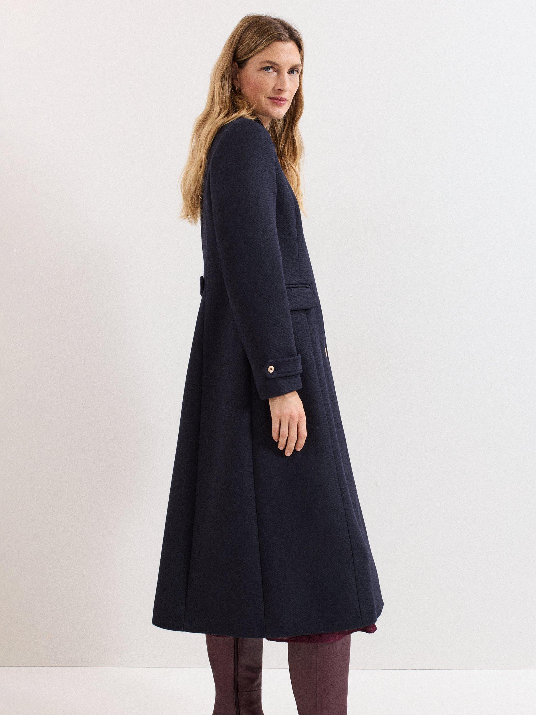 Product image 10 of 10, which shows Phase Eight Aurelie Wool Blend Coat, Navy, 8