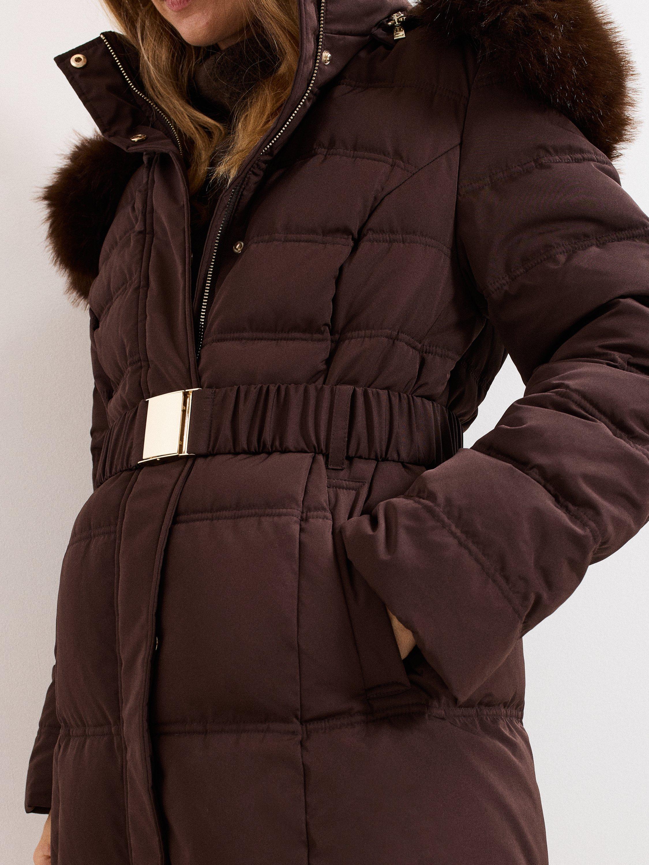 Product image 8 of 10, which shows Phase Eight Dixie Long Puffer Coat, Brown, 10