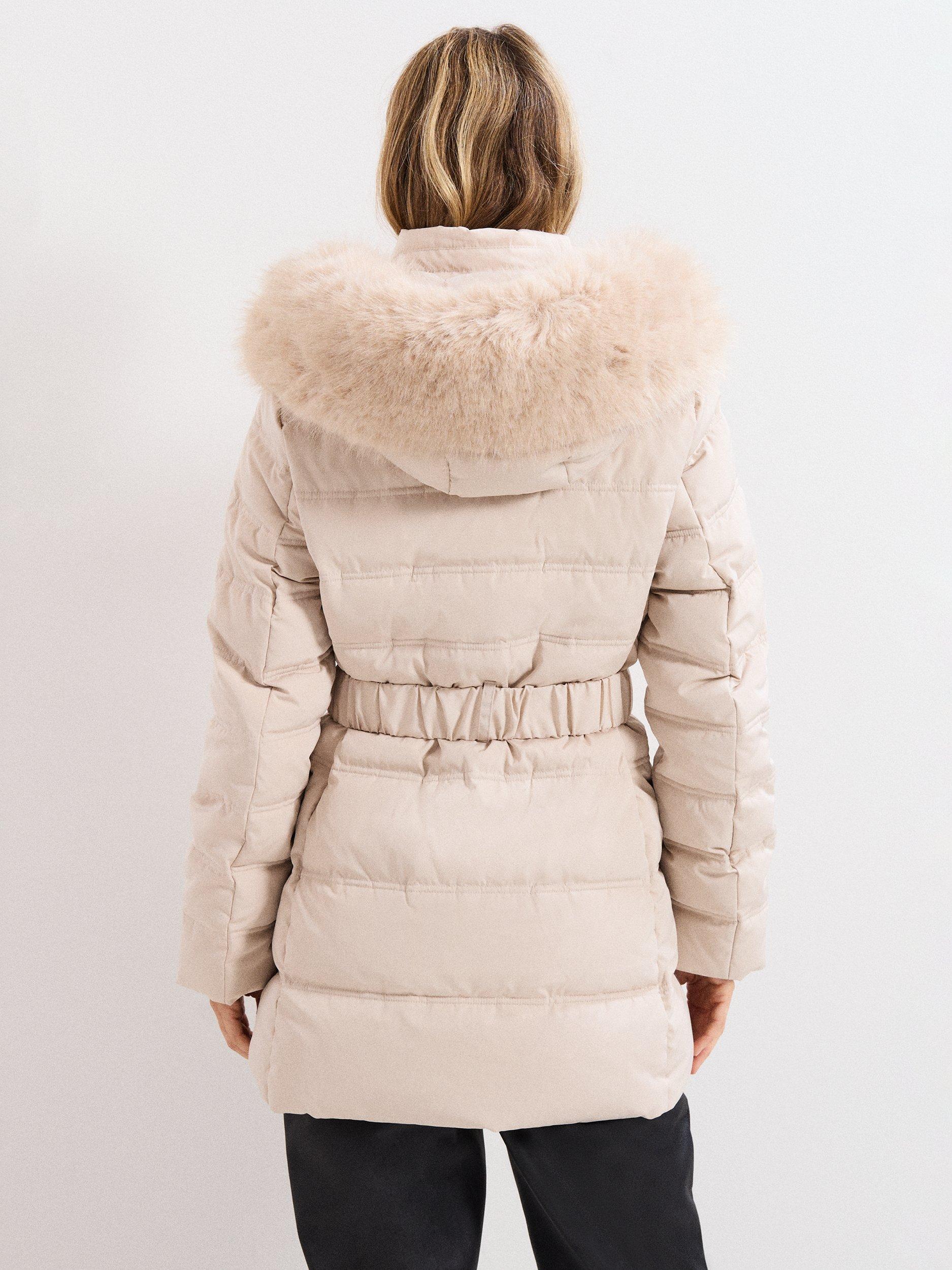 Product image 2 of 9, which shows Phase Eight Dixie Midi Puffer Coat, Cream, 20