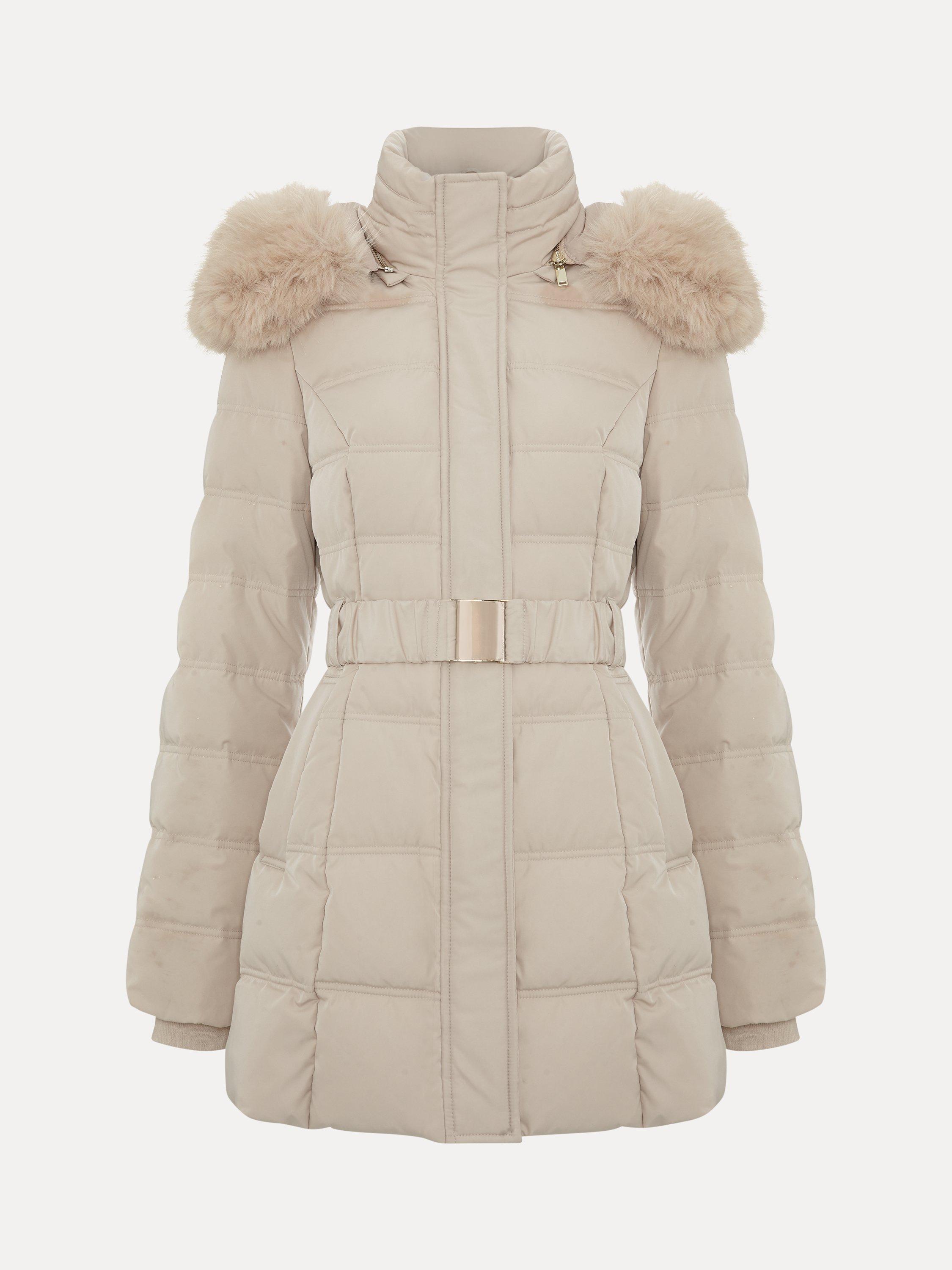 Product image 5 of 9, which shows Phase Eight Dixie Midi Puffer Coat, Cream, 20