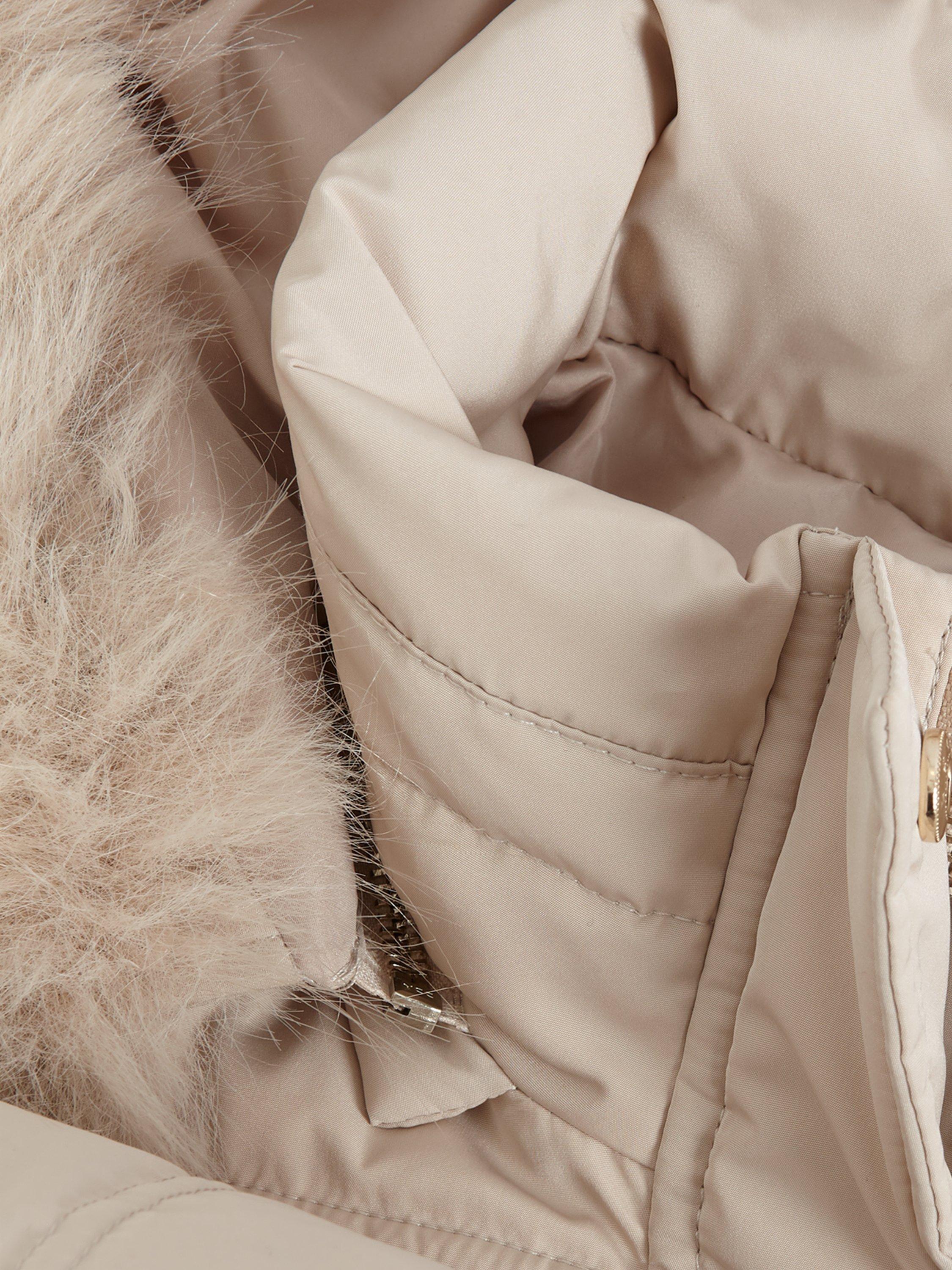 Product image 6 of 9, which shows Phase Eight Dixie Midi Puffer Coat, Cream, 20