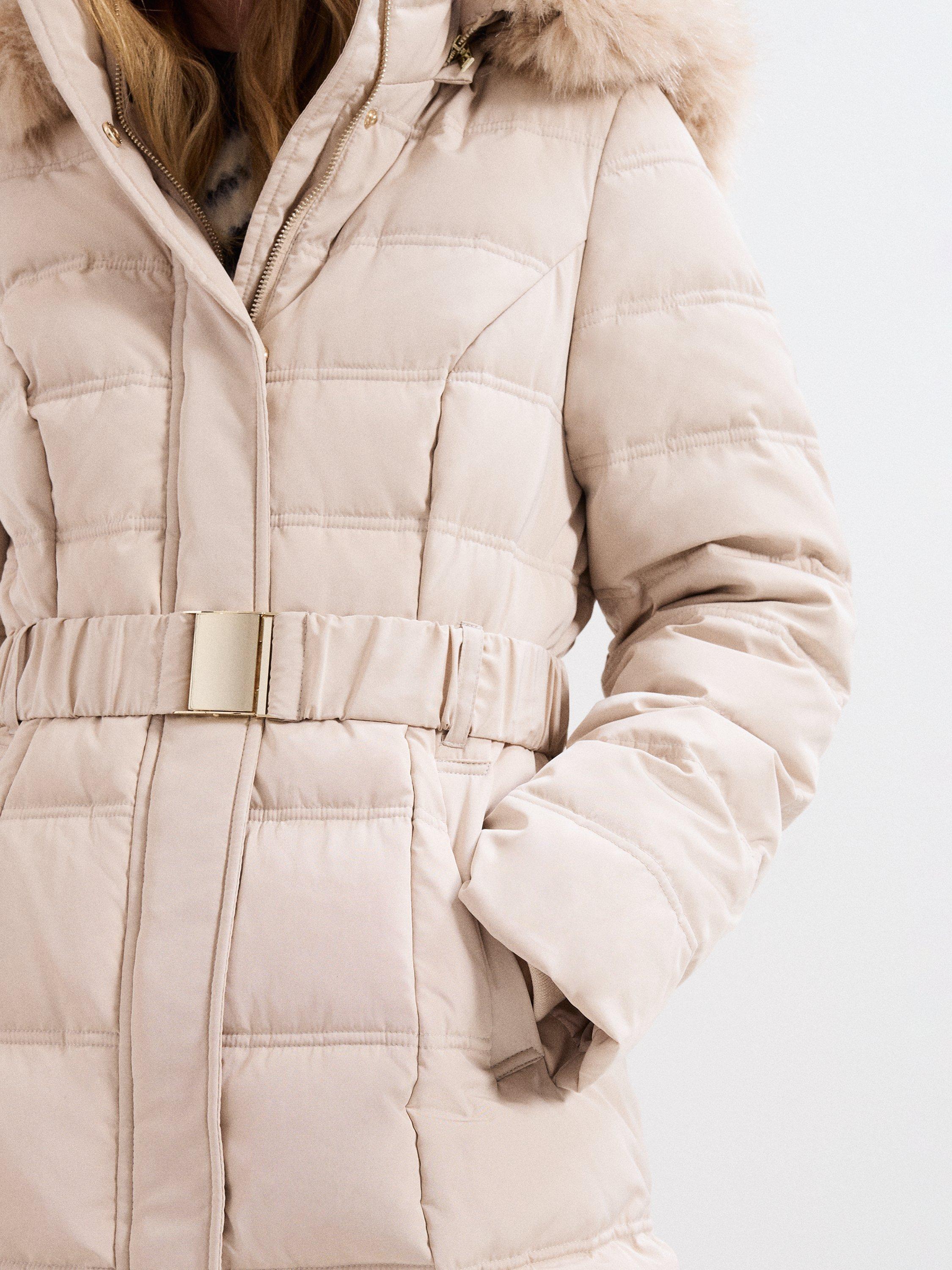 Product image 7 of 9, which shows Phase Eight Dixie Midi Puffer Coat, Cream, 20