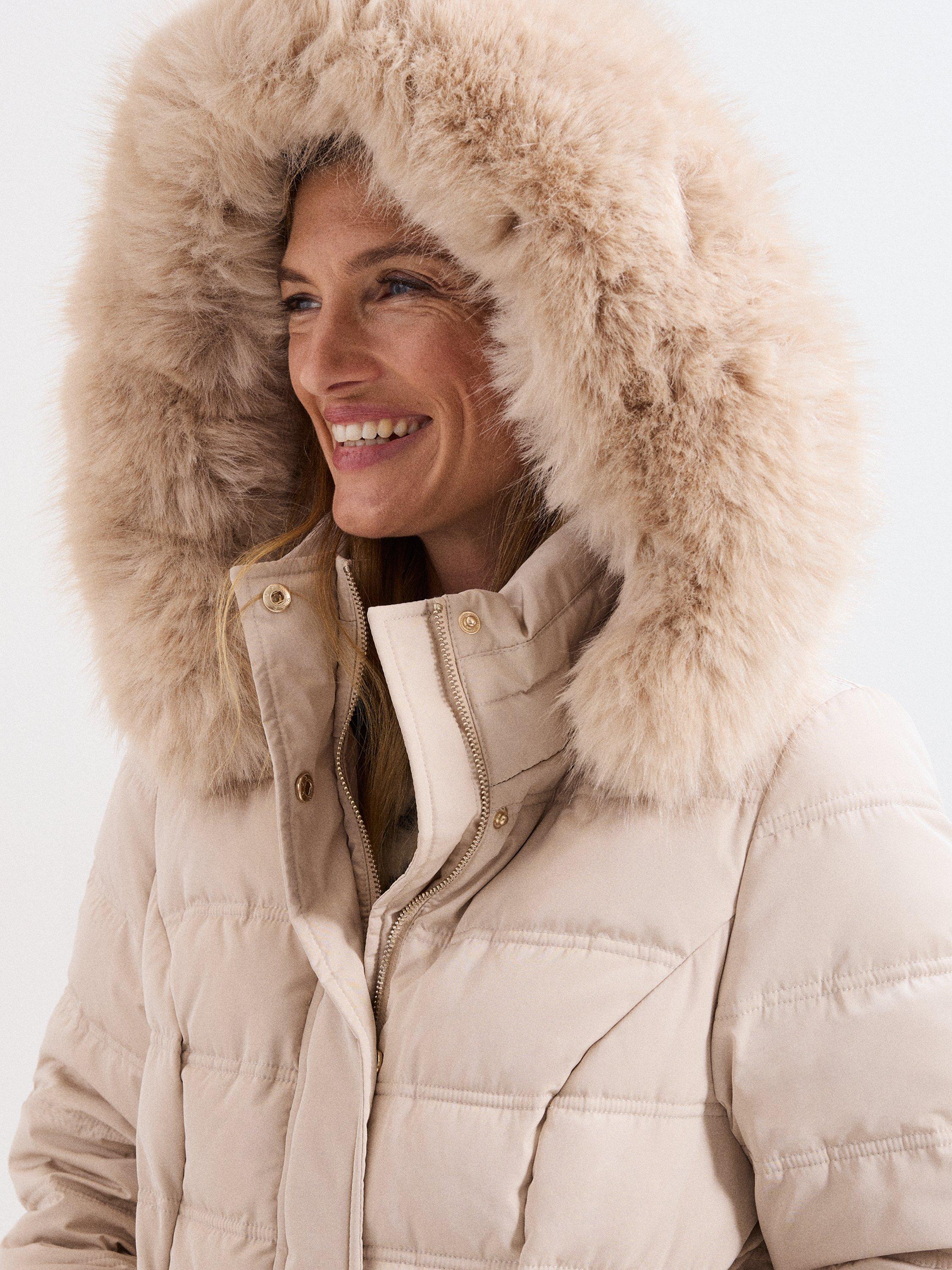 Product image 8 of 9, which shows Phase Eight Dixie Midi Puffer Coat, Cream, 20