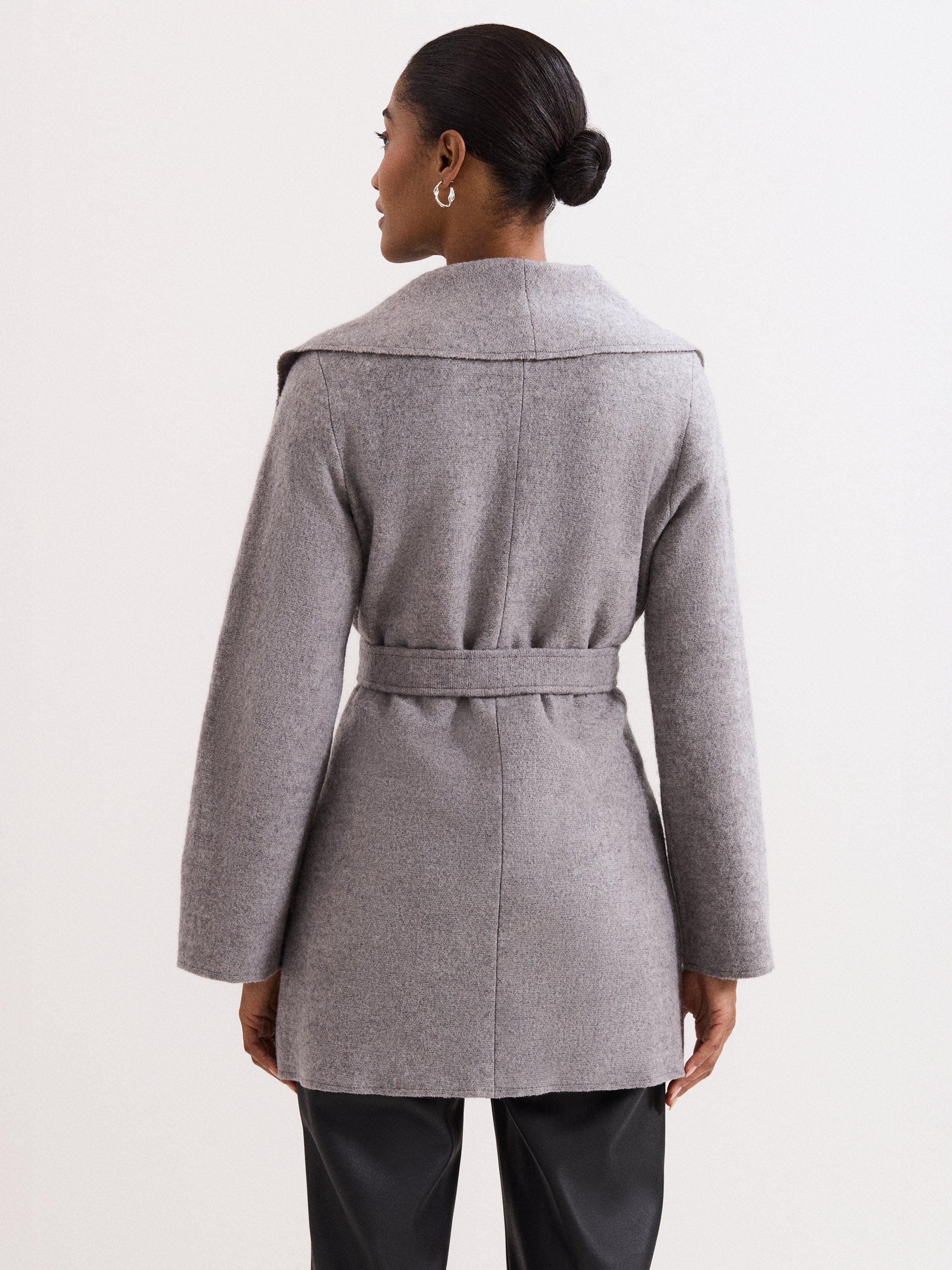 Product image 2 of 8, which shows Phase Eight Lisa Tassel Wool Blend Coat, Grey, XS
