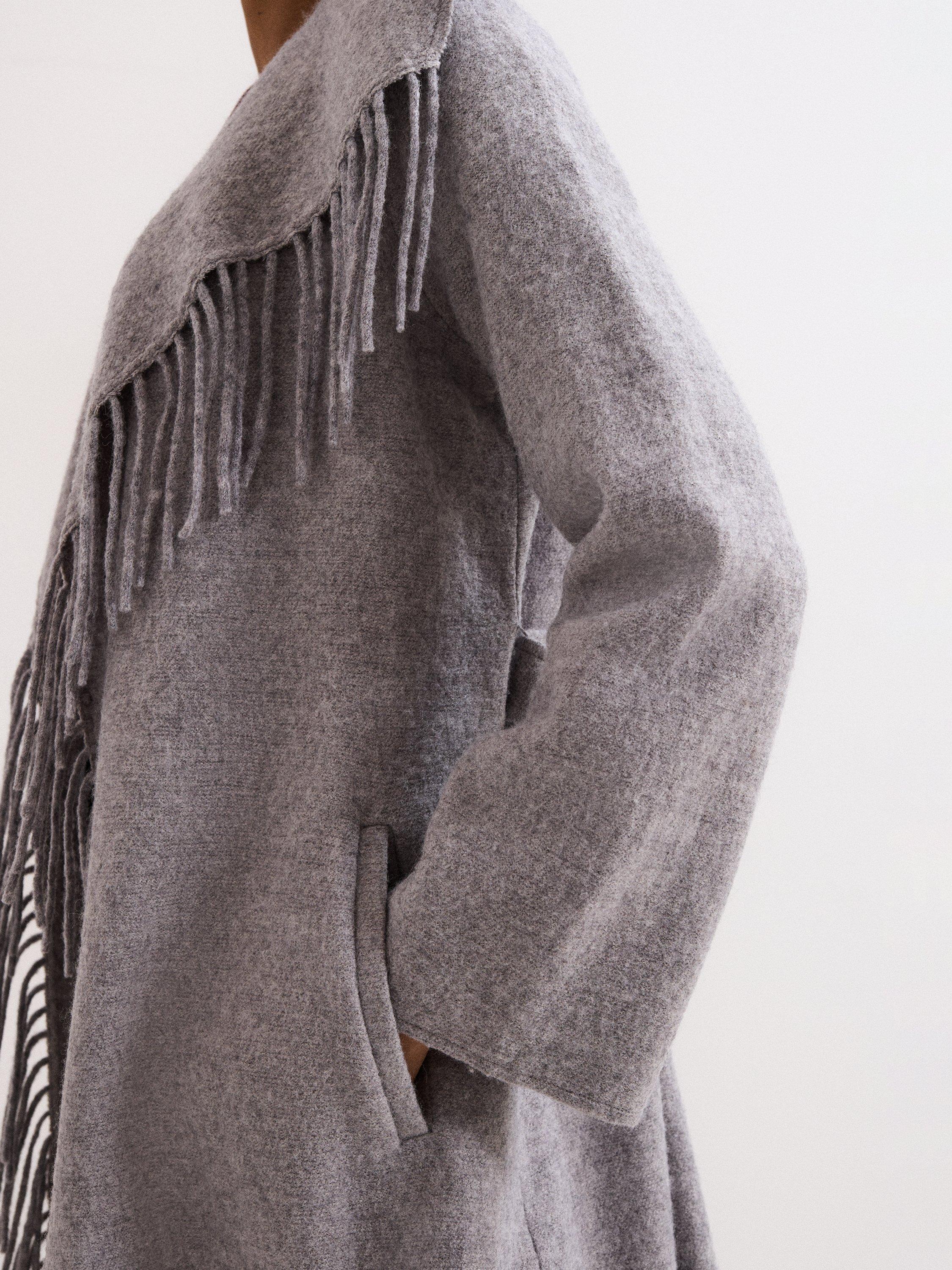 Product image 7 of 8, which shows Phase Eight Lisa Tassel Wool Blend Coat, Grey, XS