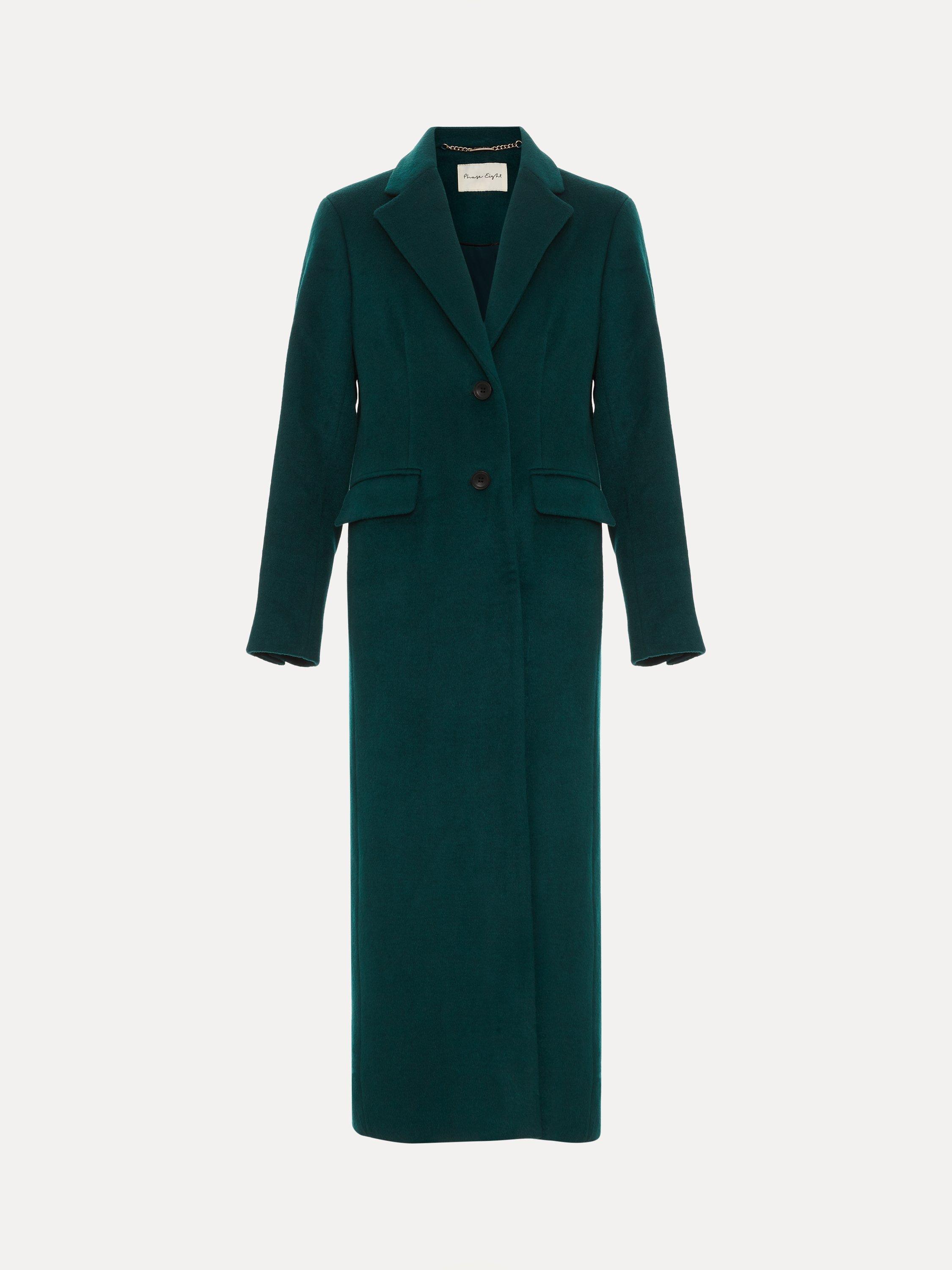 Product image 5 of 9, which shows Phase Eight Lydia Long Wool Rich Coat, Teal, 10