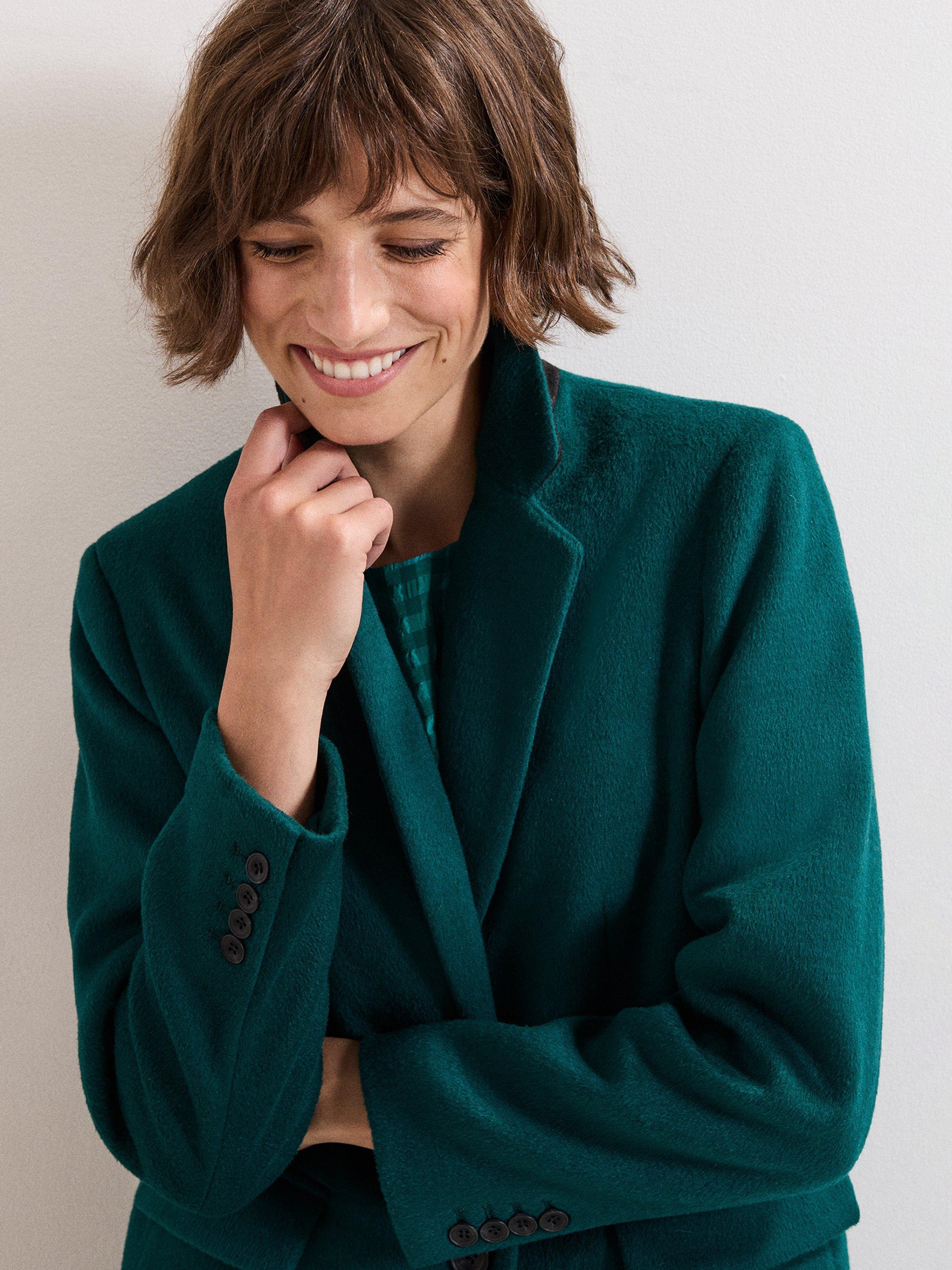 Product image 9 of 9, which shows Phase Eight Lydia Long Wool Rich Coat, Teal, 10