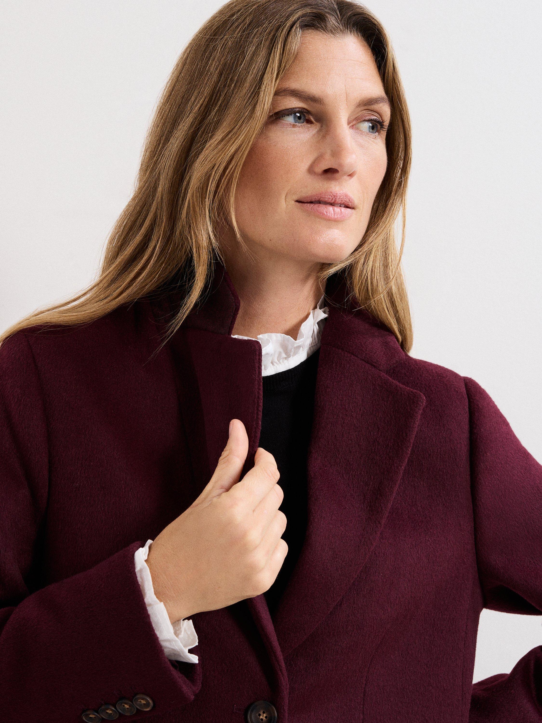 Product image 4 of 10, which shows Phase Eight Lydia Wool Rich Coat, Burgundy, 8