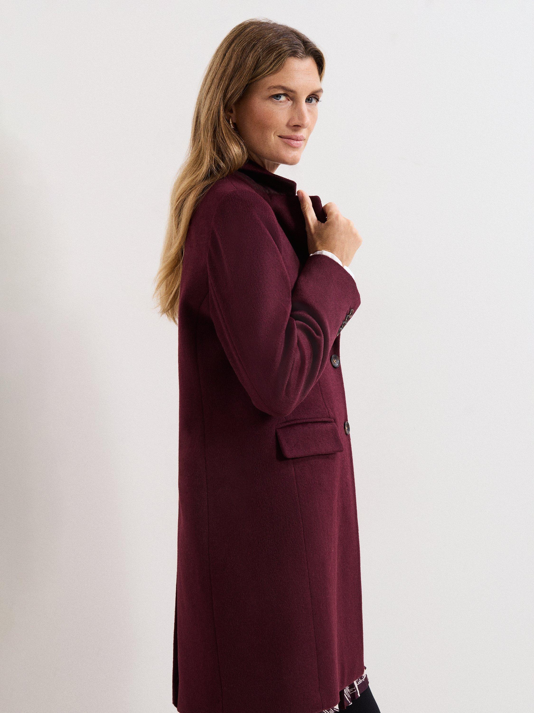 Product image 9 of 10, which shows Phase Eight Lydia Wool Rich Coat, Burgundy, 8