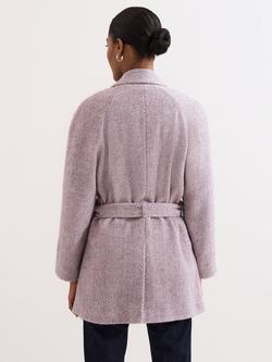 Phase Eight Niamh Herringbone Wrap Coat, Lilac - view 2, Lilac