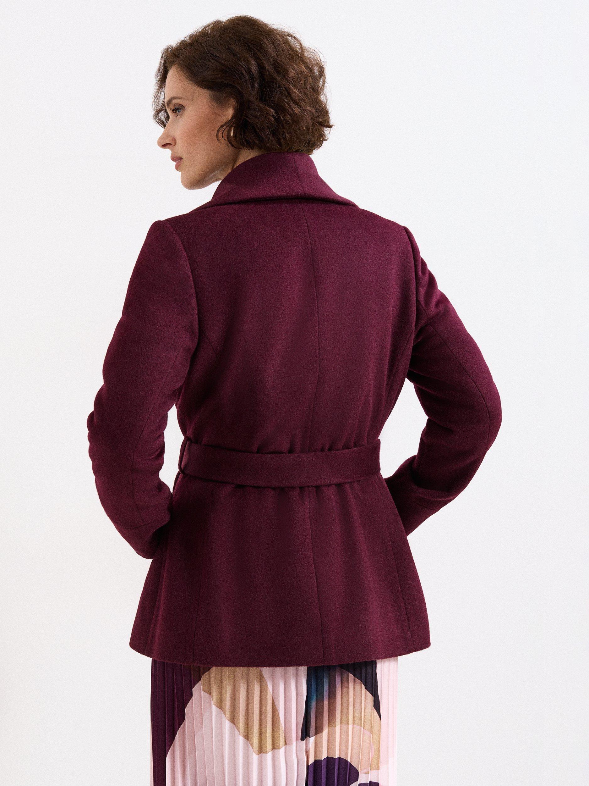 Product image 2 of 8, which shows Phase Eight Nicci Short Wool Rich Coat, Burgundy, 8