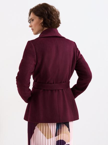 Phase Eight Nicci Short Wool Rich Coat, Burgundy - view 2, Burgundy