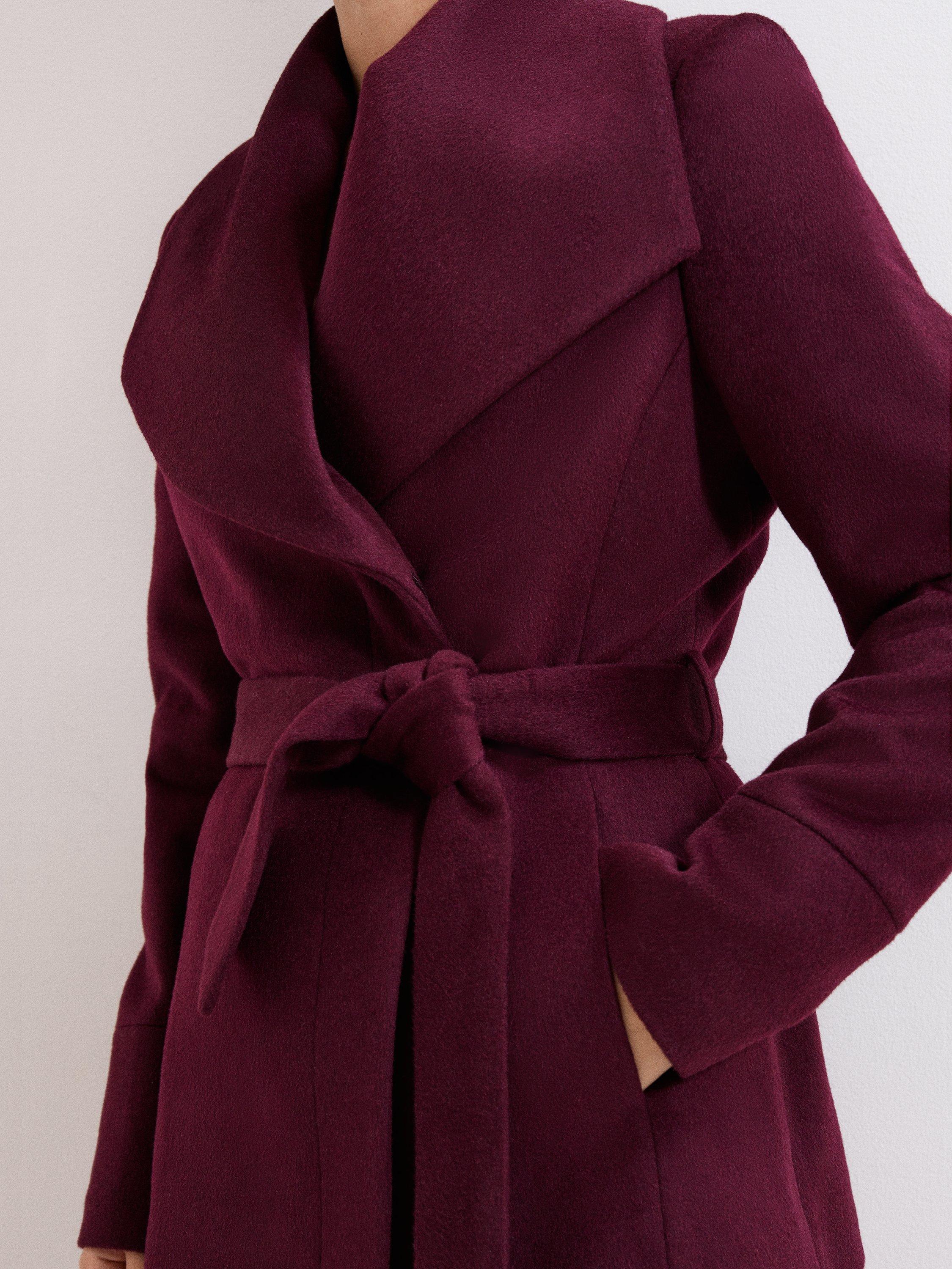 Product image 7 of 8, which shows Phase Eight Nicci Short Wool Rich Coat, Burgundy, 8