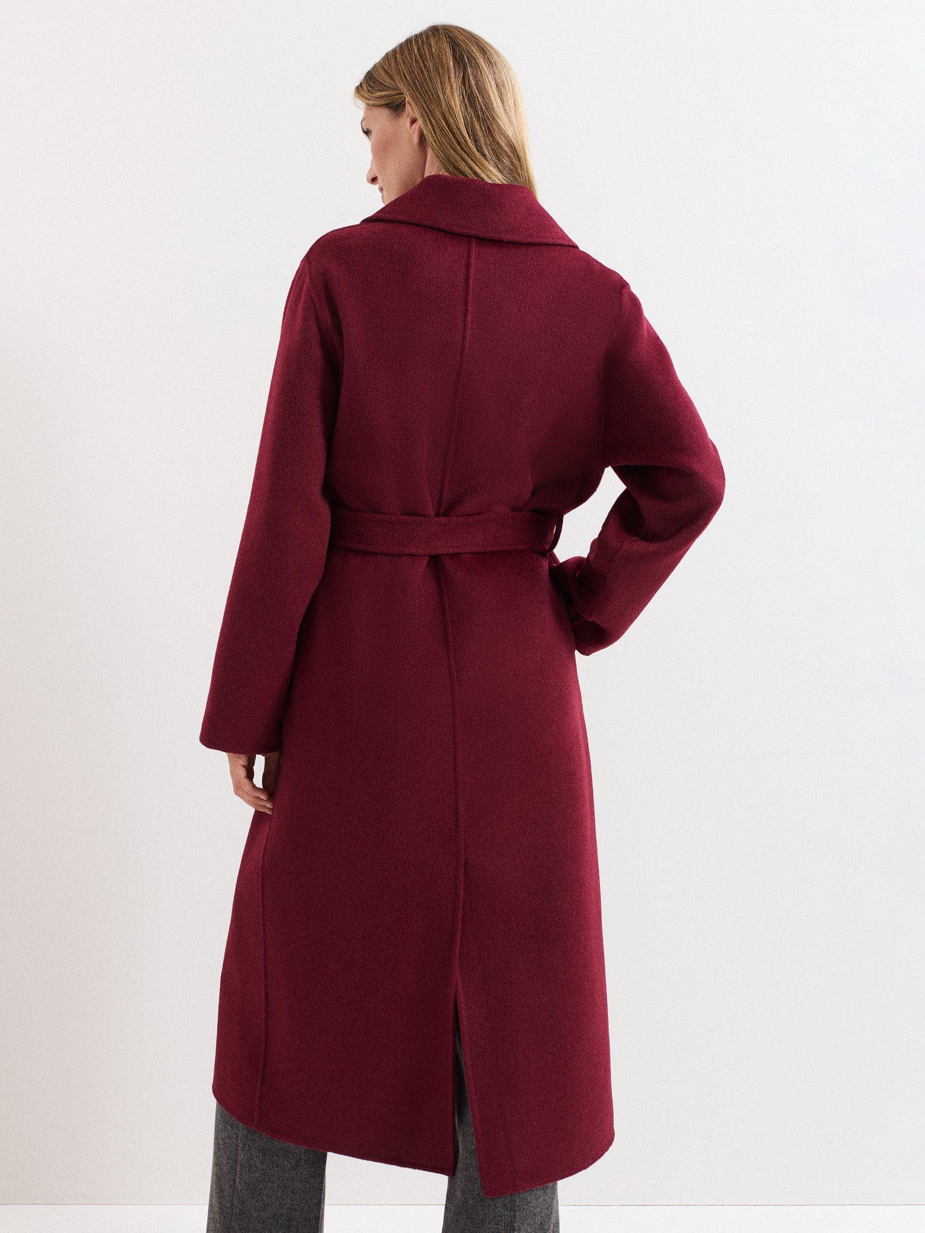 Product image 2 of 10, which shows Phase Eight Petite Darcy Wool Blend Coat, Dark Red, L