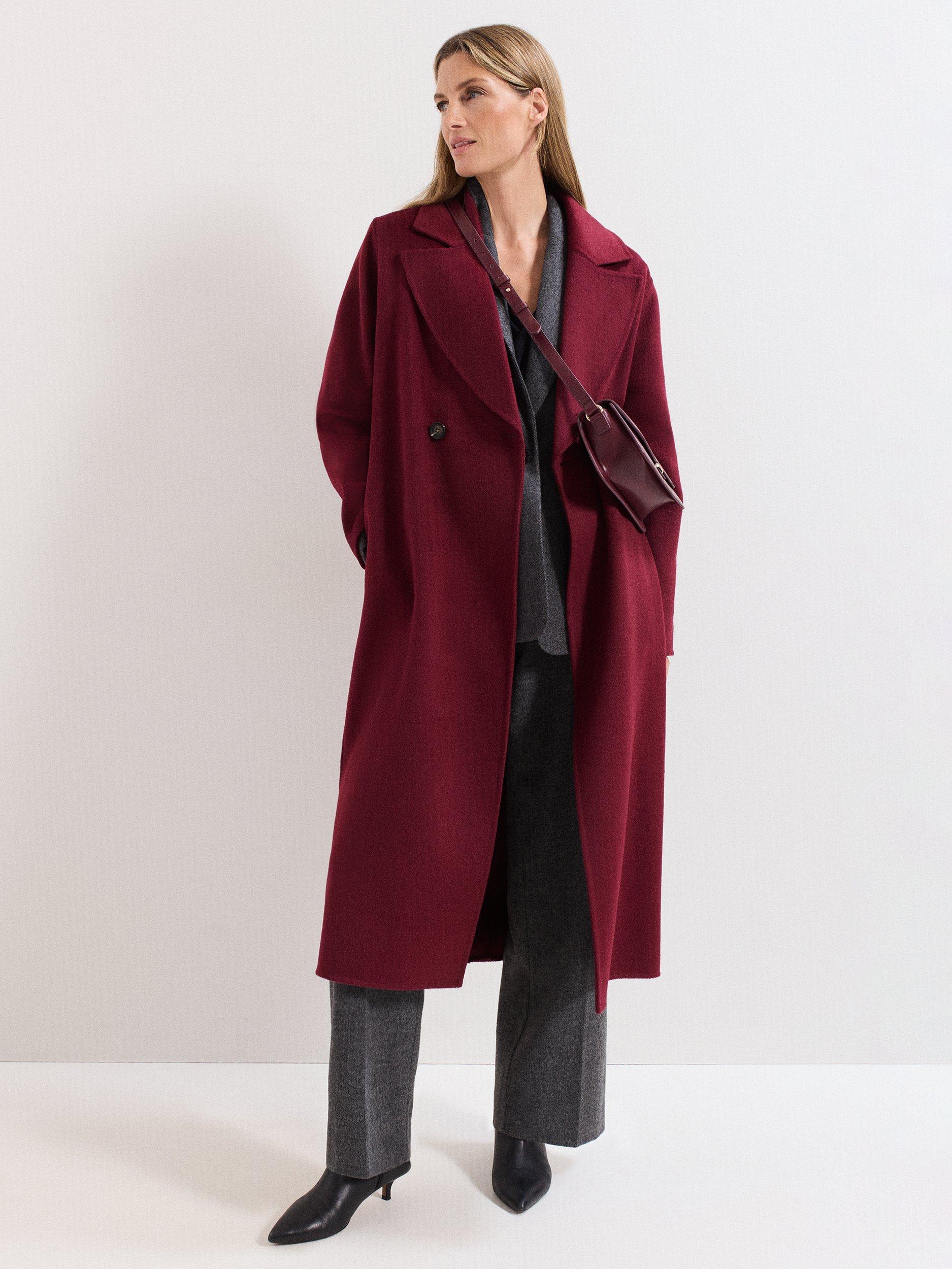 Product image 3 of 10, which shows Phase Eight Petite Darcy Wool Blend Coat, Dark Red, L
