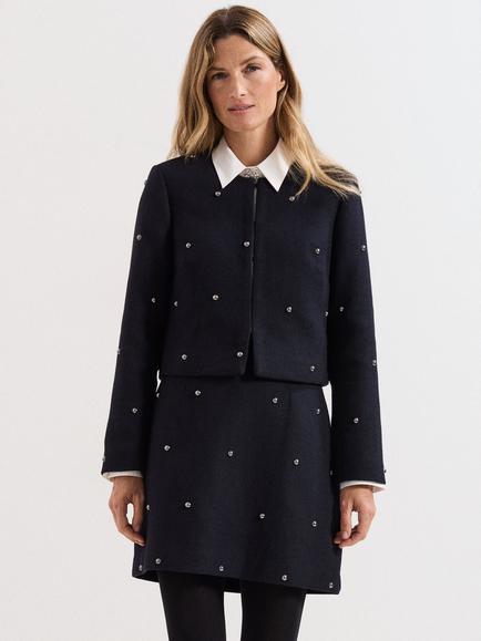 Phase Eight Rue Stud Cropped Jacket, Black, Black