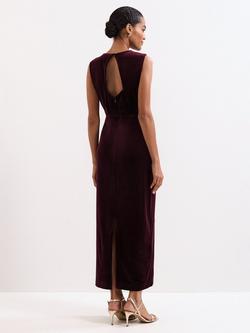 Phase Eight Ava Velvet Maxi Dress, Burgundy - view 2, Burgundy