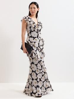Phase Eight Eva Floral Ruffle Maxi Dress, Multi, Multi
