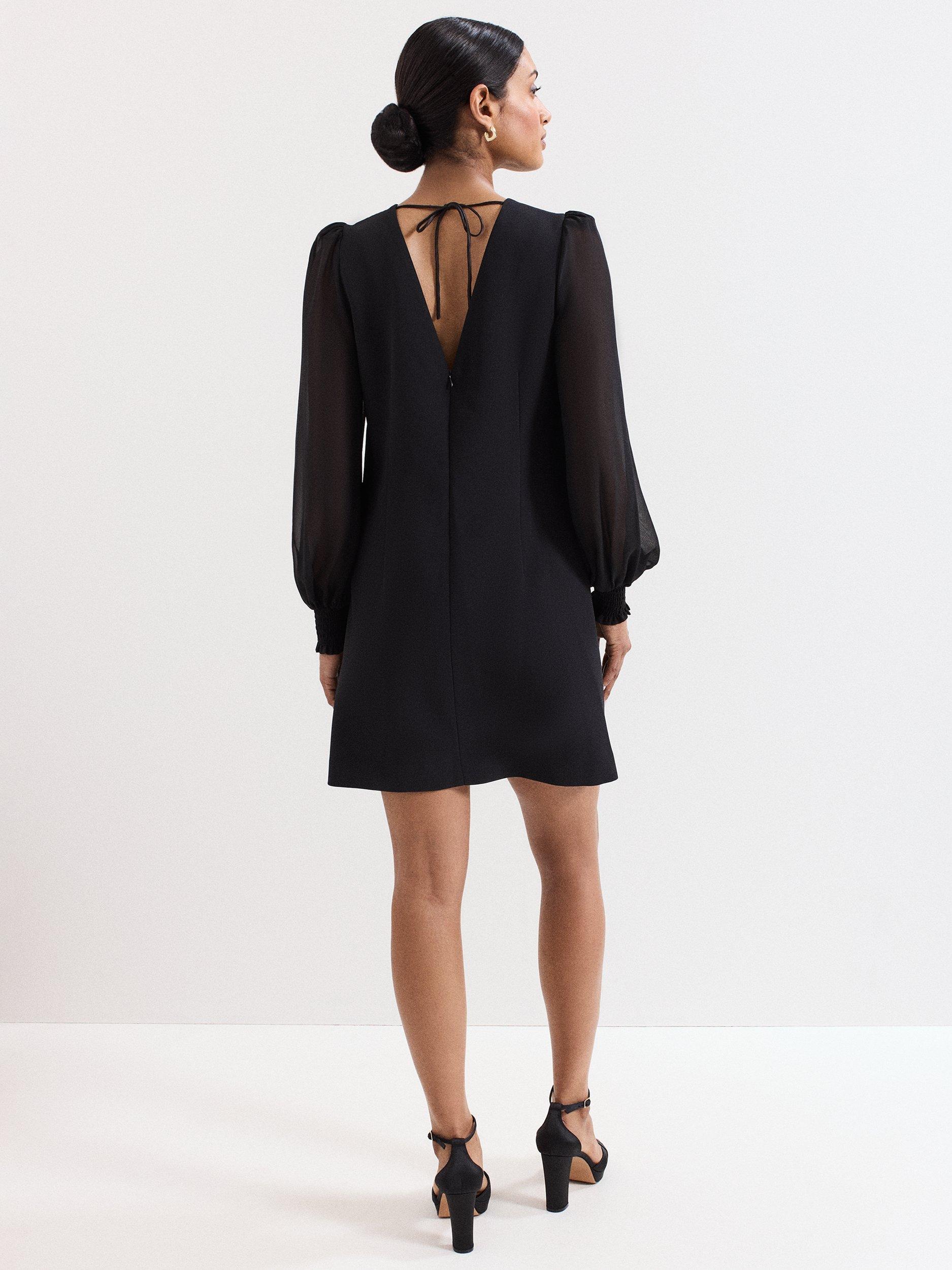 Product image 2 of 10, which shows Phase Eight Jamie Bow Mini Dress, Black, 6