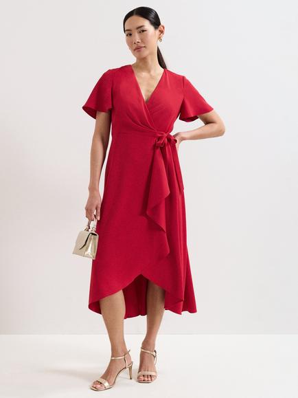 Phase Eight Julissa Wrap Midi Dress, Red
