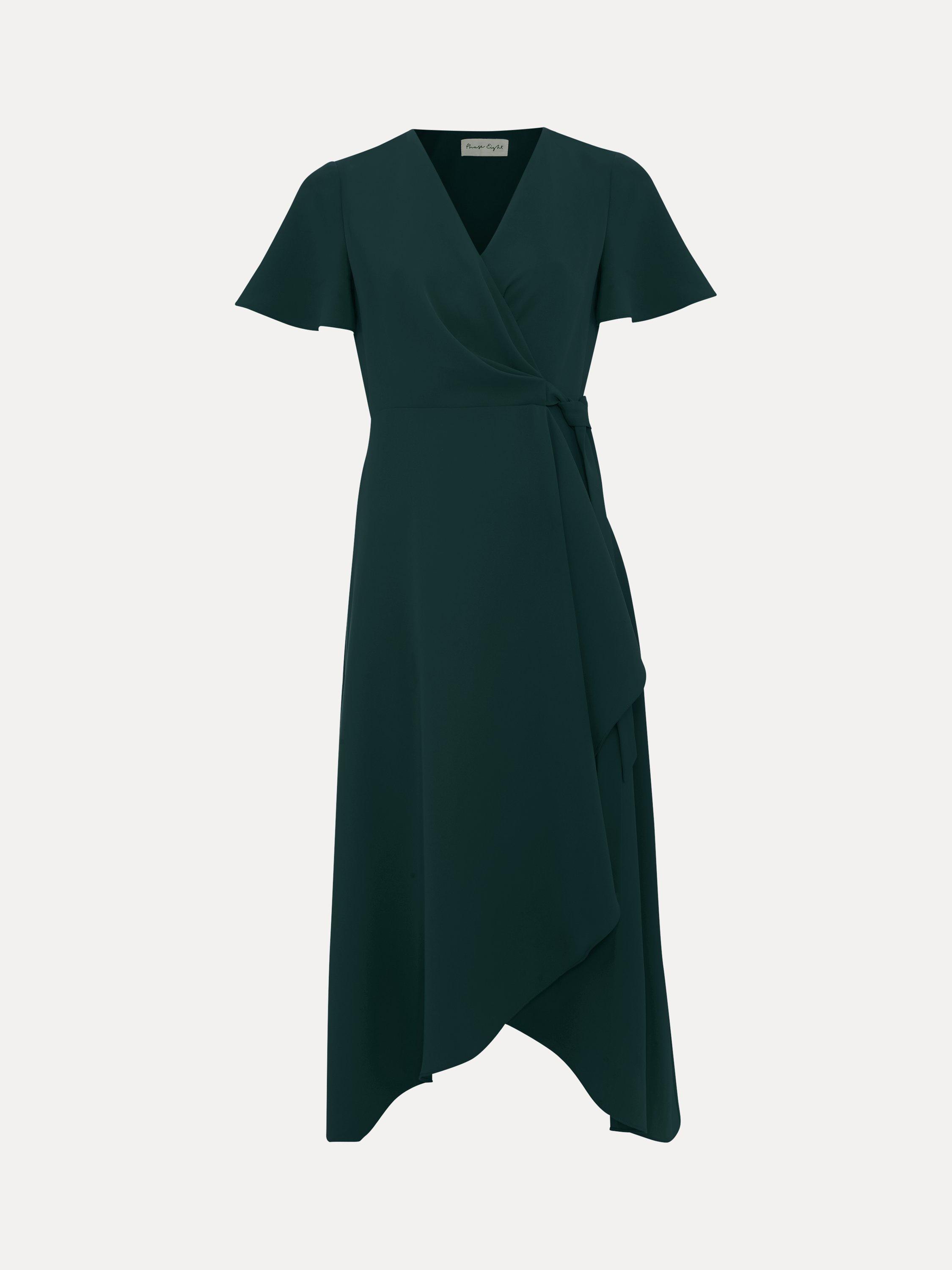 Product image 5 of 9, which shows Phase Eight Julissa Wrap Midi Dress, Green, 6