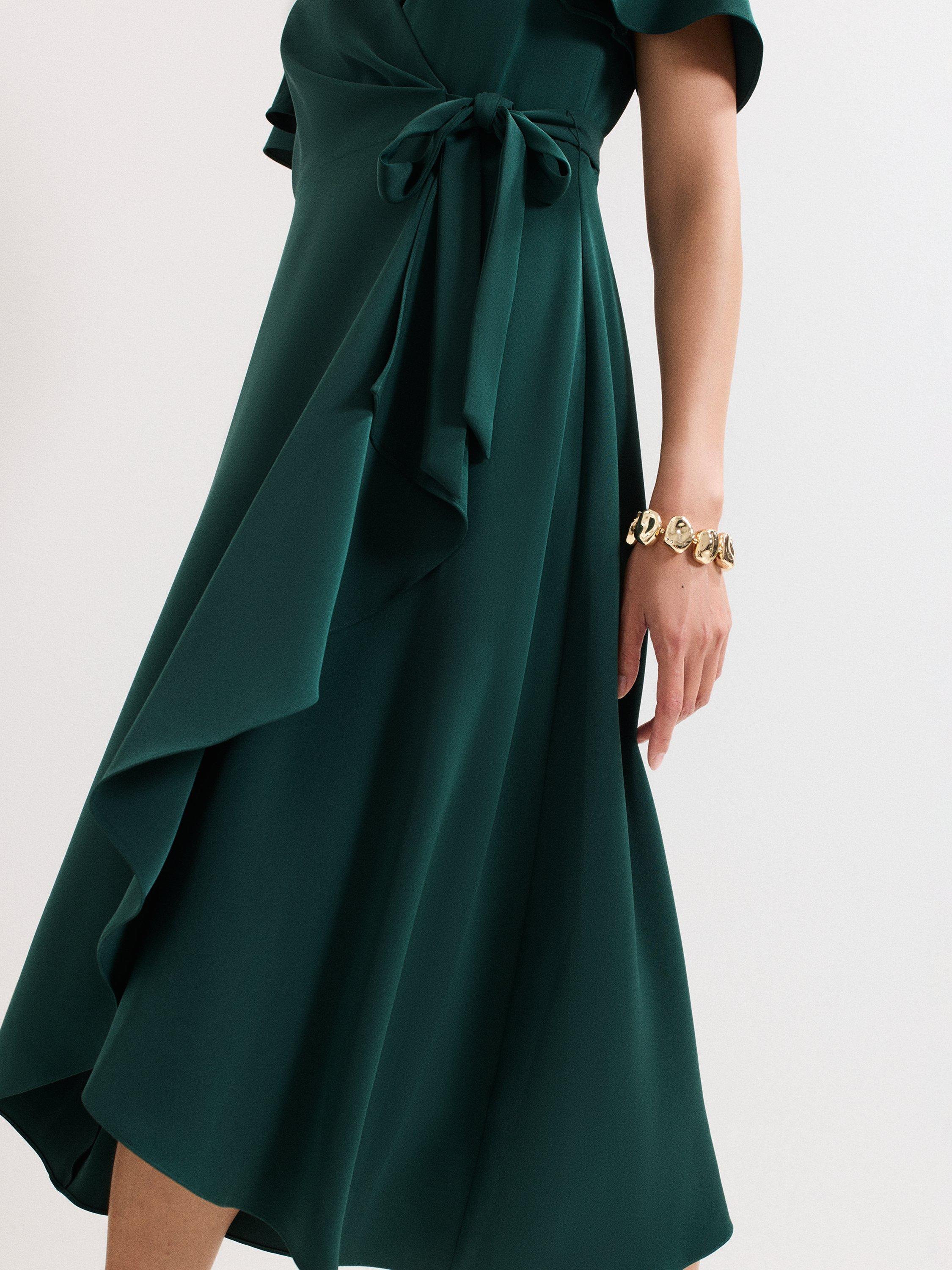 Product image 7 of 9, which shows Phase Eight Julissa Wrap Midi Dress, Green, 6