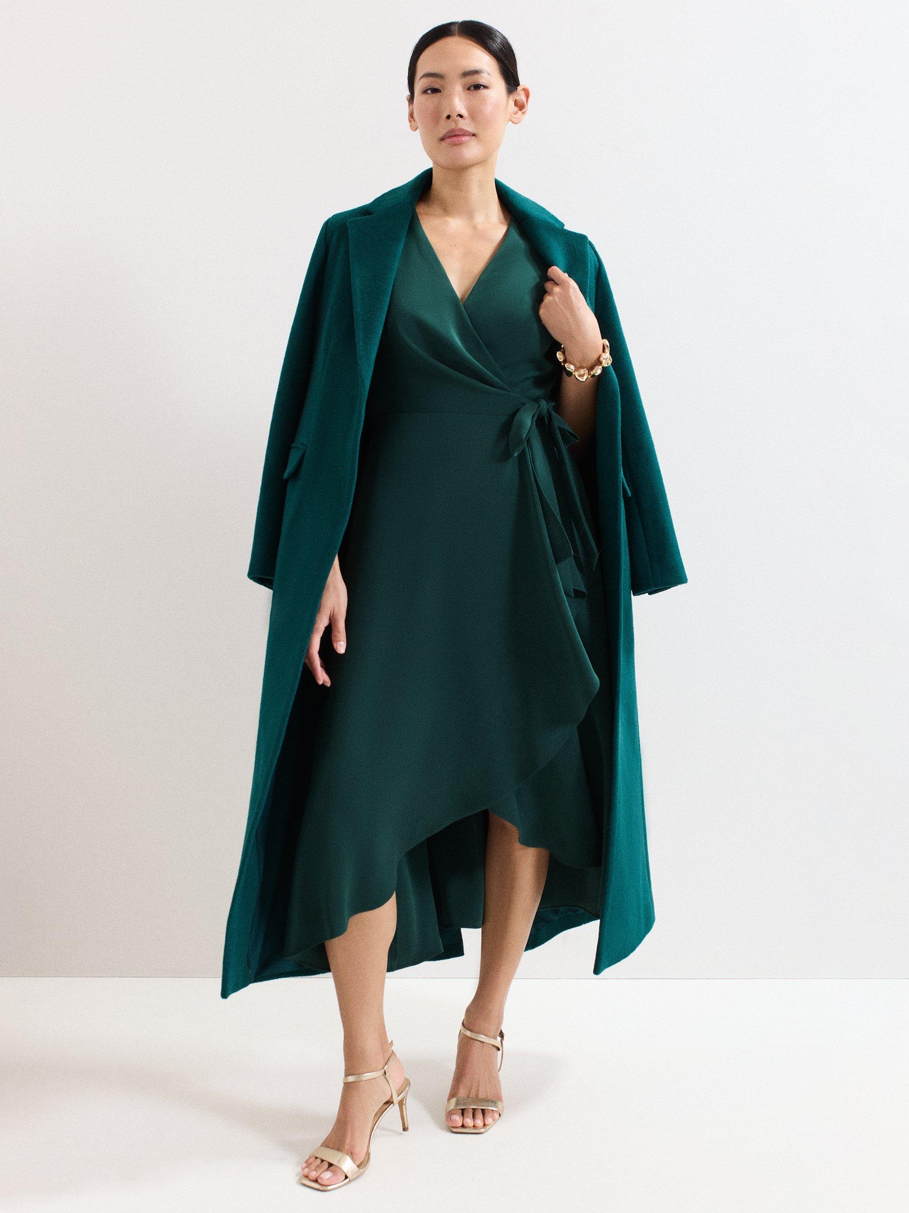 Product image 9 of 9, which shows Phase Eight Julissa Wrap Midi Dress, Green, 6