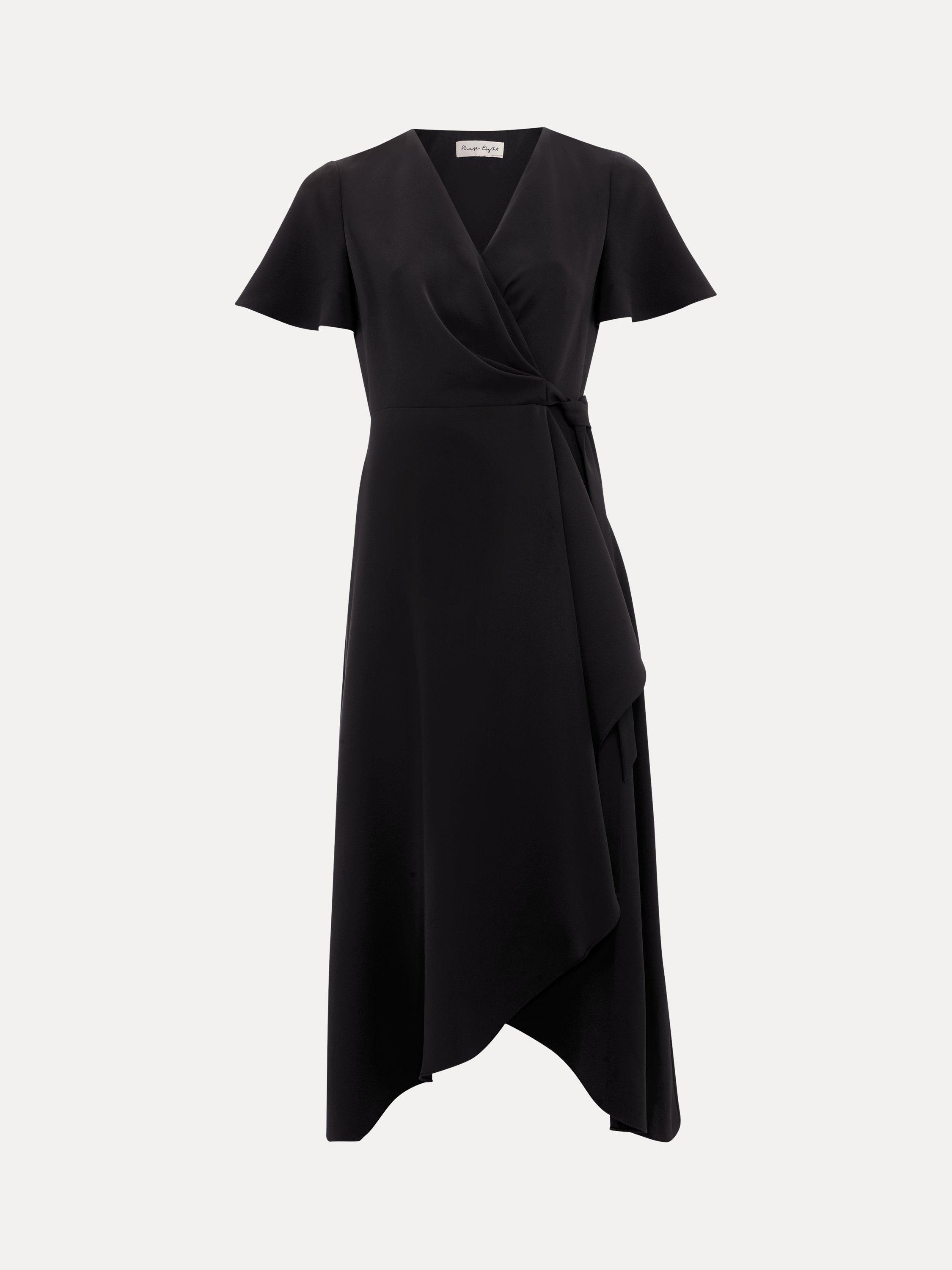 Product image 5 of 8, which shows Phase Eight Julissa Wrap Midi Dress, Black, 6