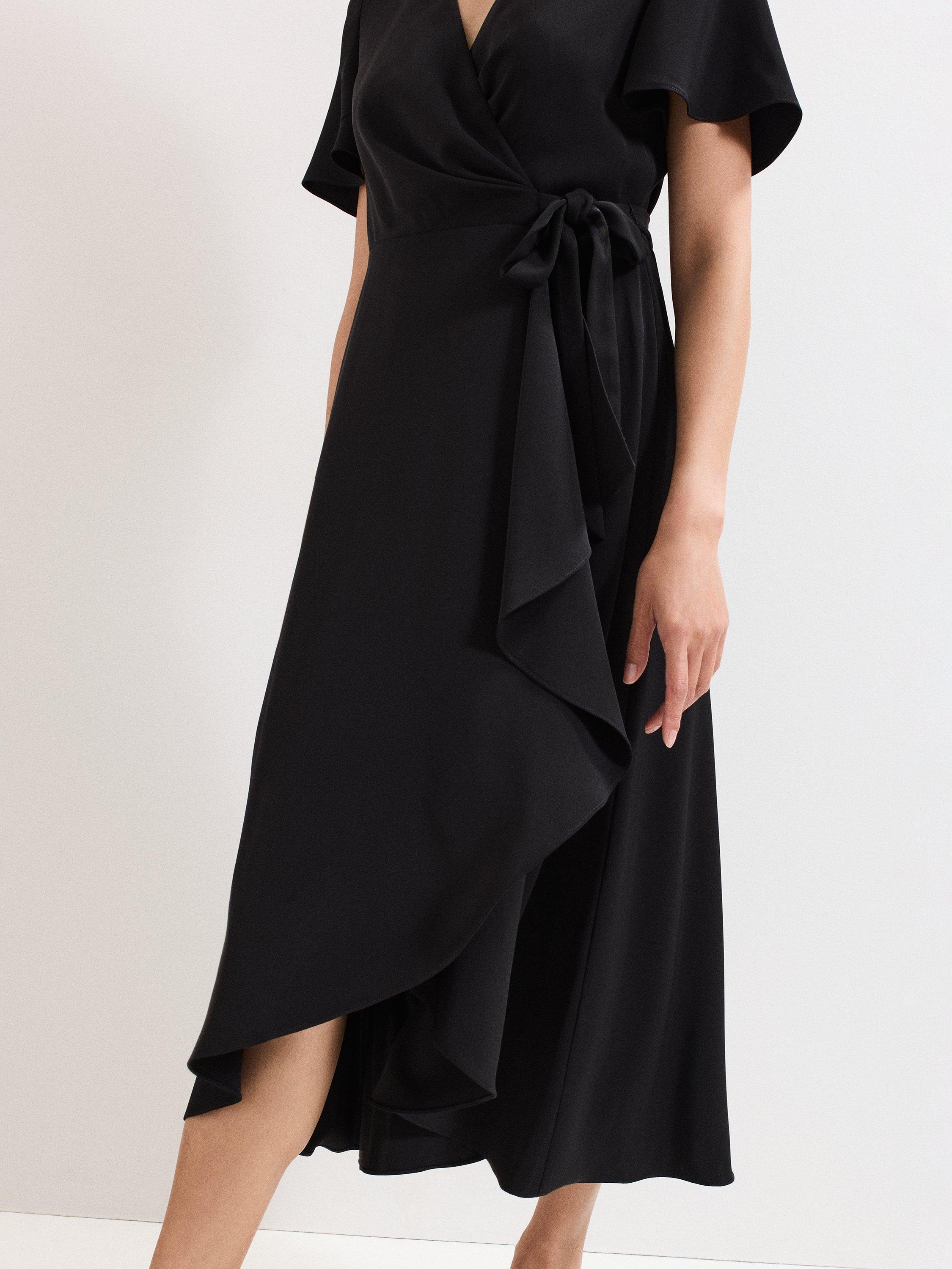 Product image 7 of 8, which shows Phase Eight Julissa Wrap Midi Dress, Black, 6