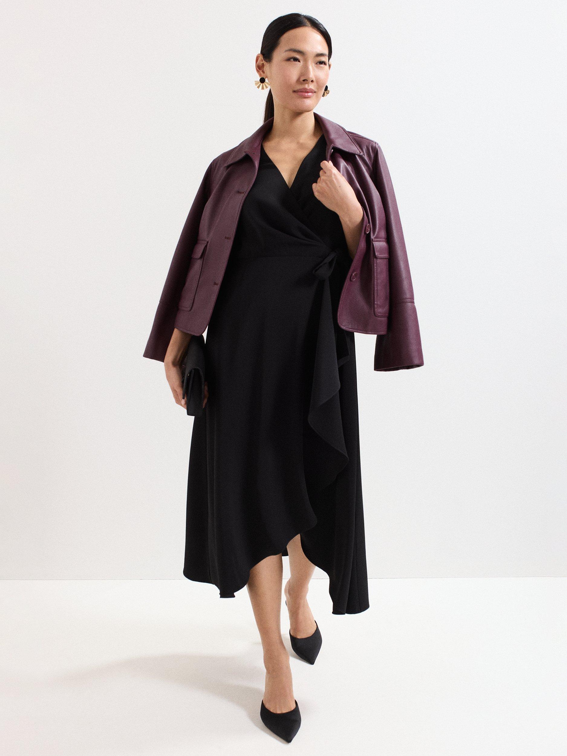 Product image 8 of 8, which shows Phase Eight Julissa Wrap Midi Dress, Black, 6