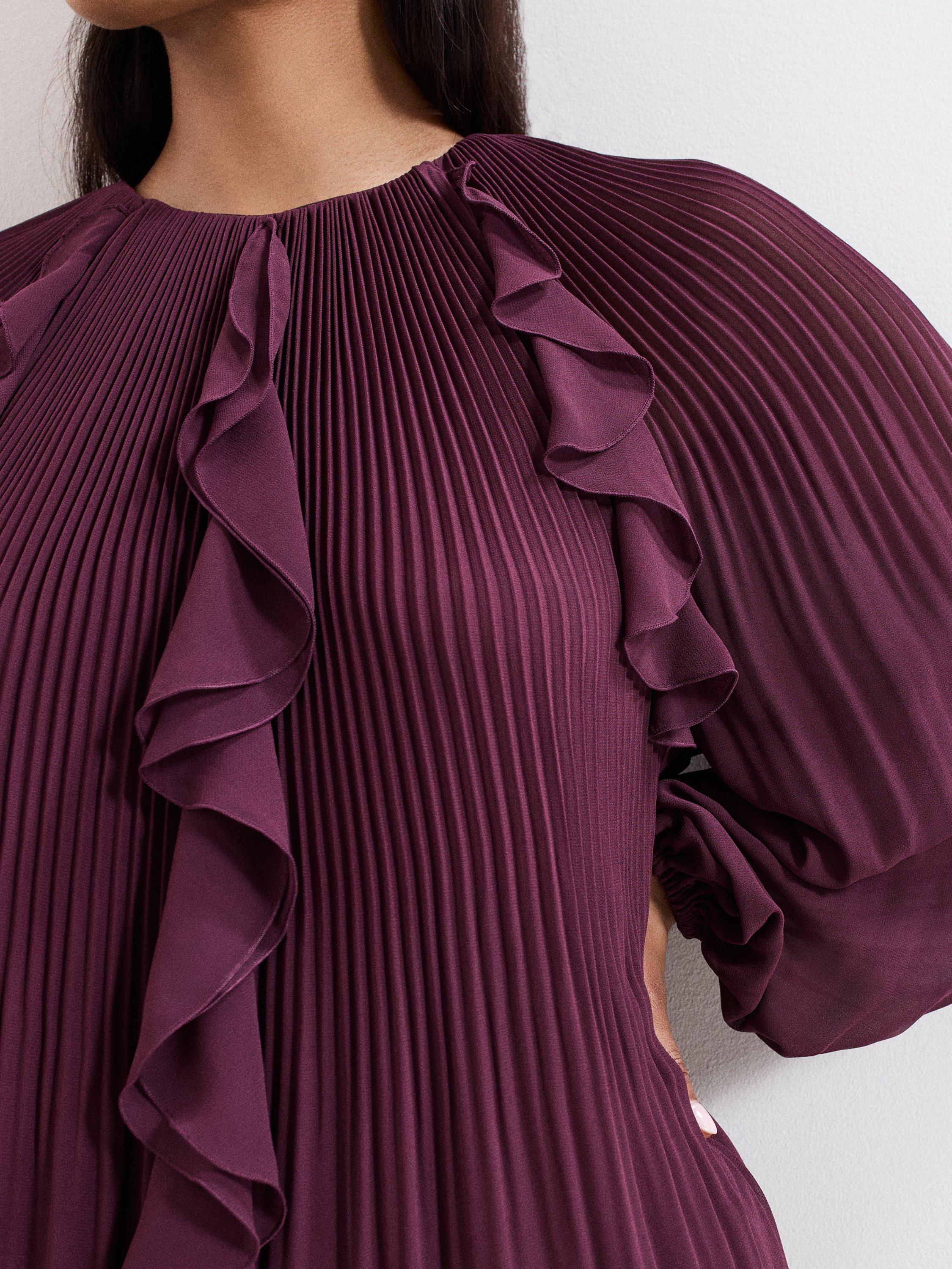 Product image 4 of 7, which shows Phase Eight Layla Swing Mini Dress, Burgundy, 6