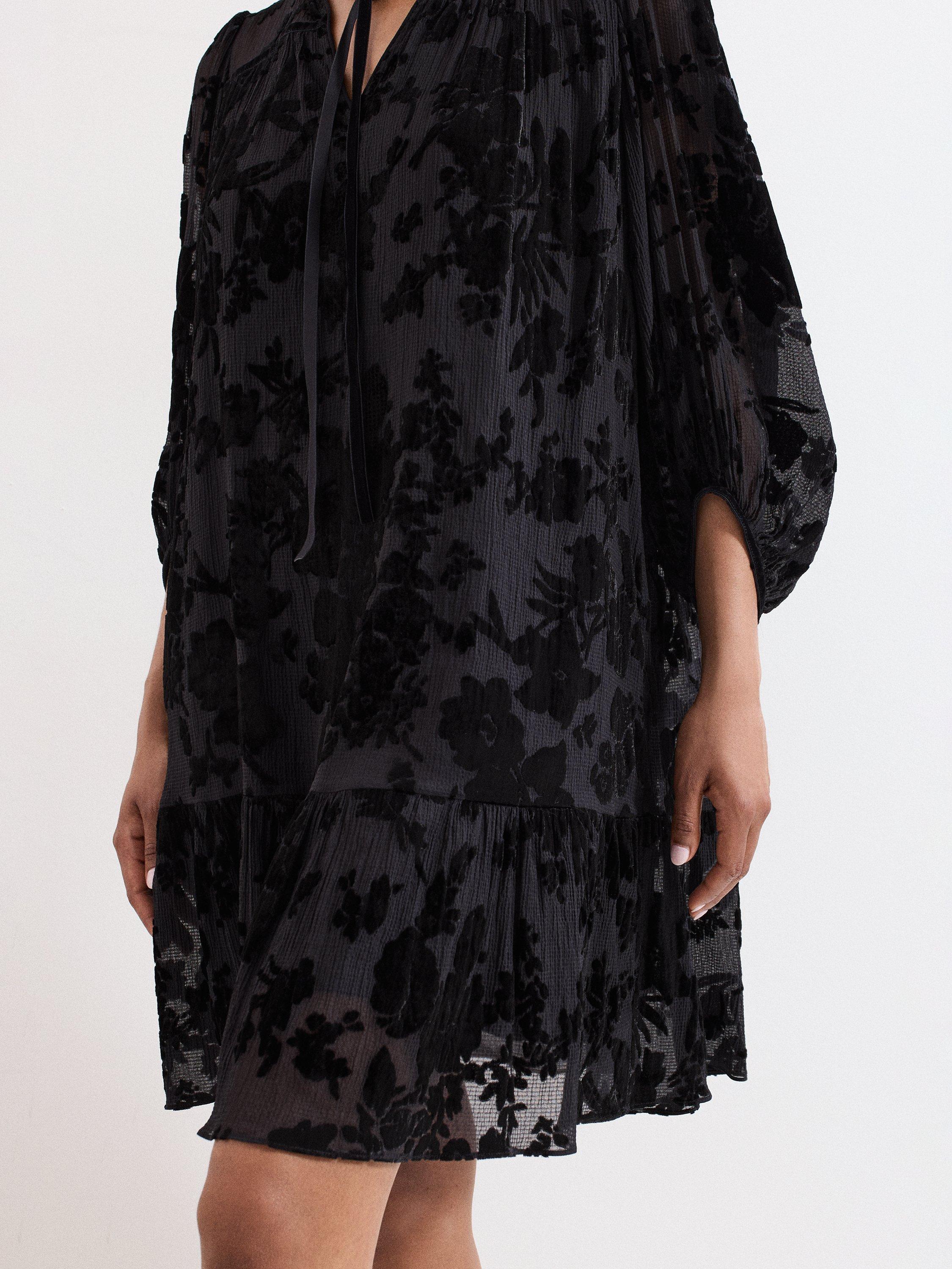Product image 7 of 9, which shows Phase Eight Mila Velvet Mini Dress, Black, 6