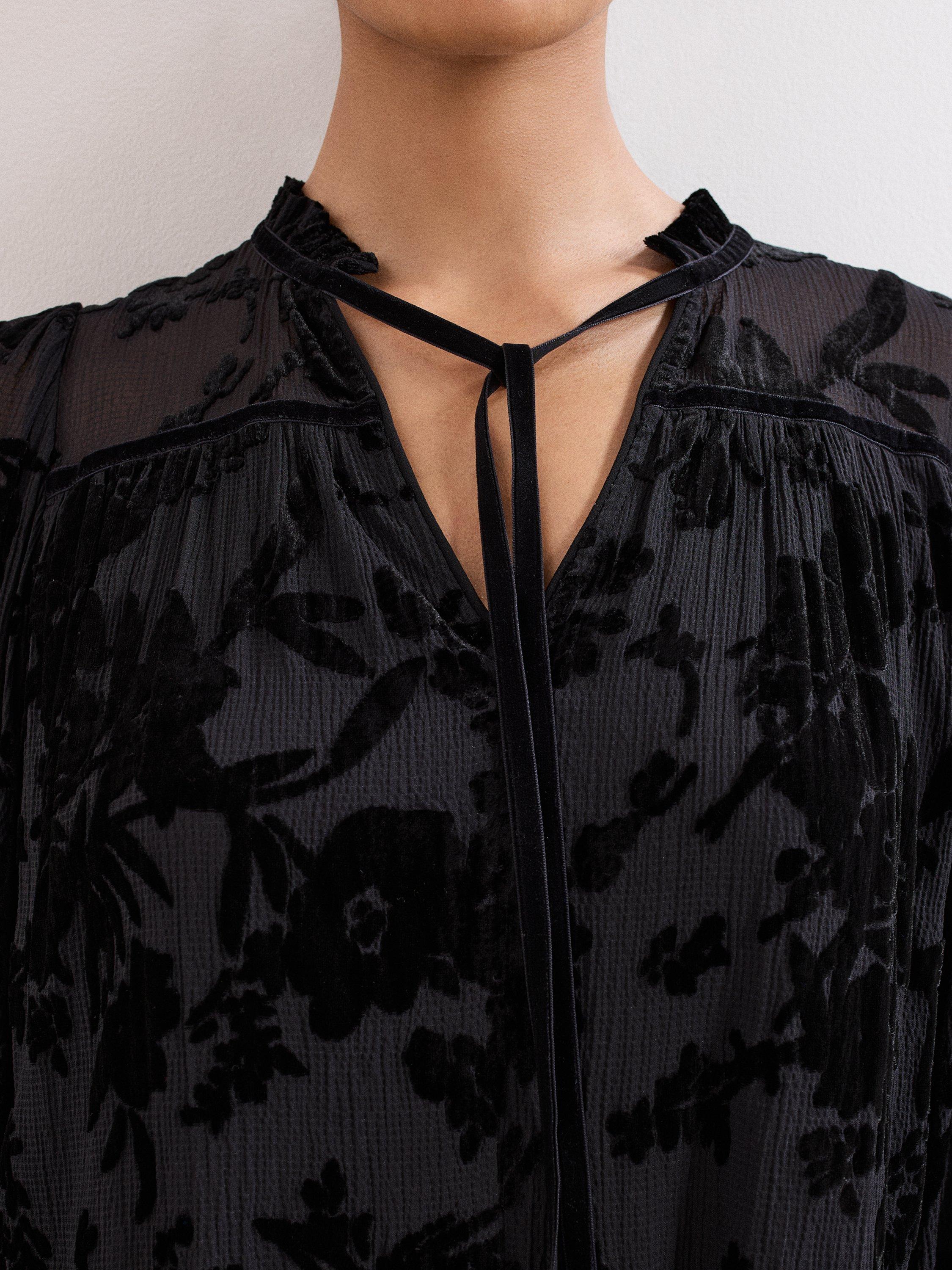 Product image 8 of 9, which shows Phase Eight Mila Velvet Mini Dress, Black, 6