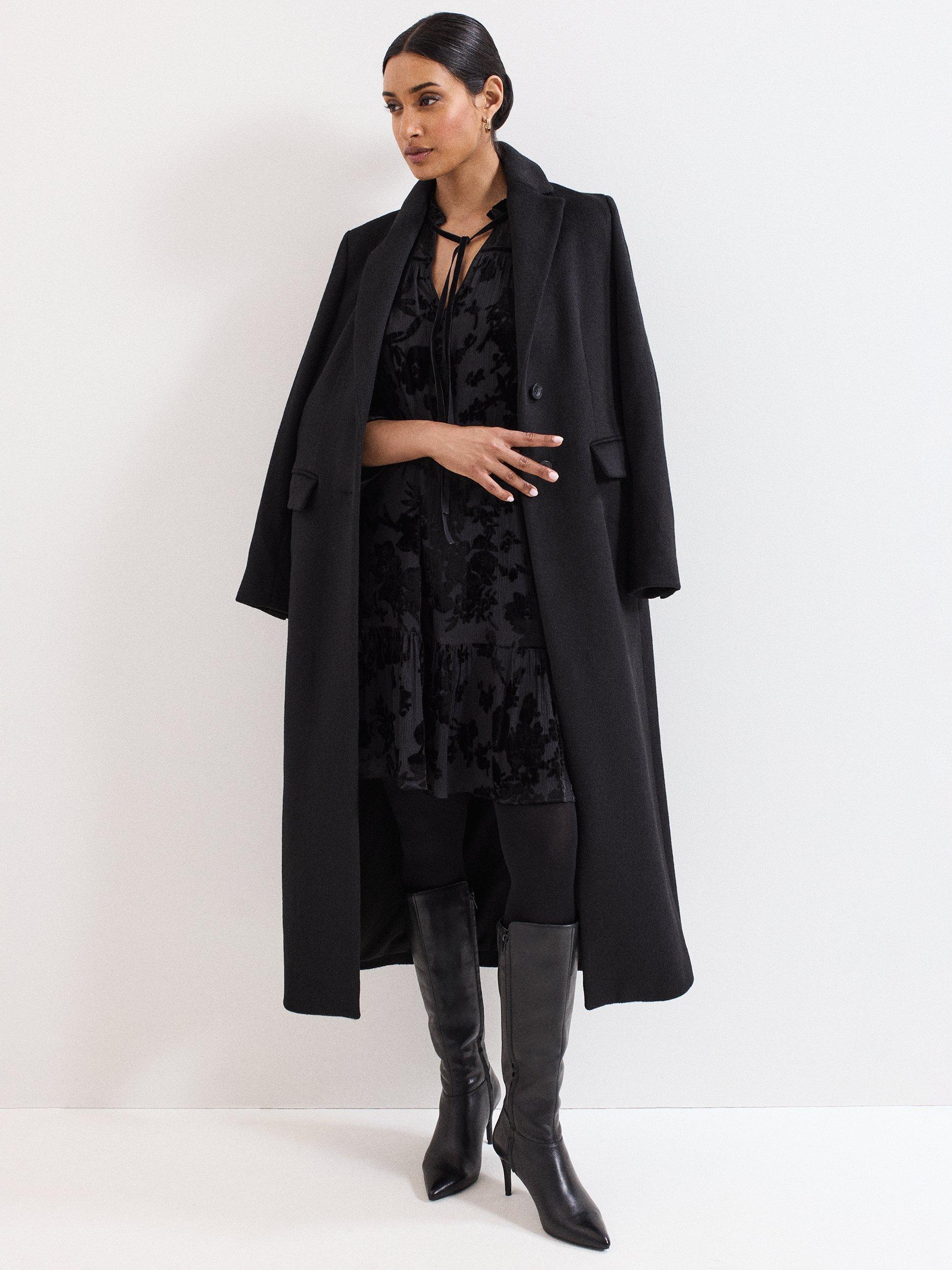 Product image 9 of 9, which shows Phase Eight Mila Velvet Mini Dress, Black, 6